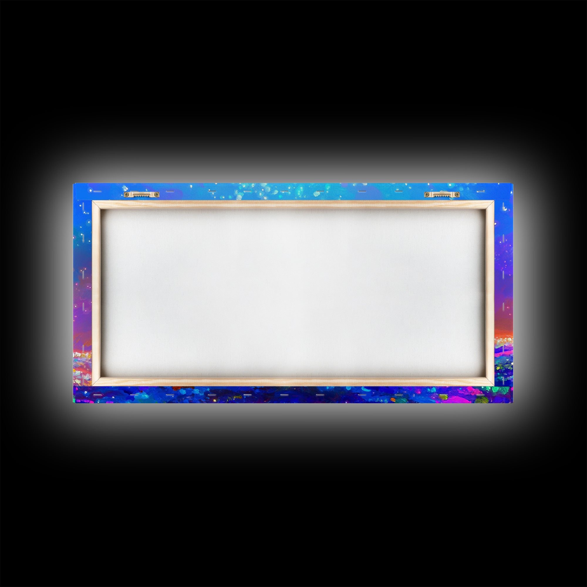 Stacked Rainbow Books Under Starry Sky Canvas Print, Book Lover Wall Art, Library Decor, Cozy Reading Nook Gift For Home Office Decor