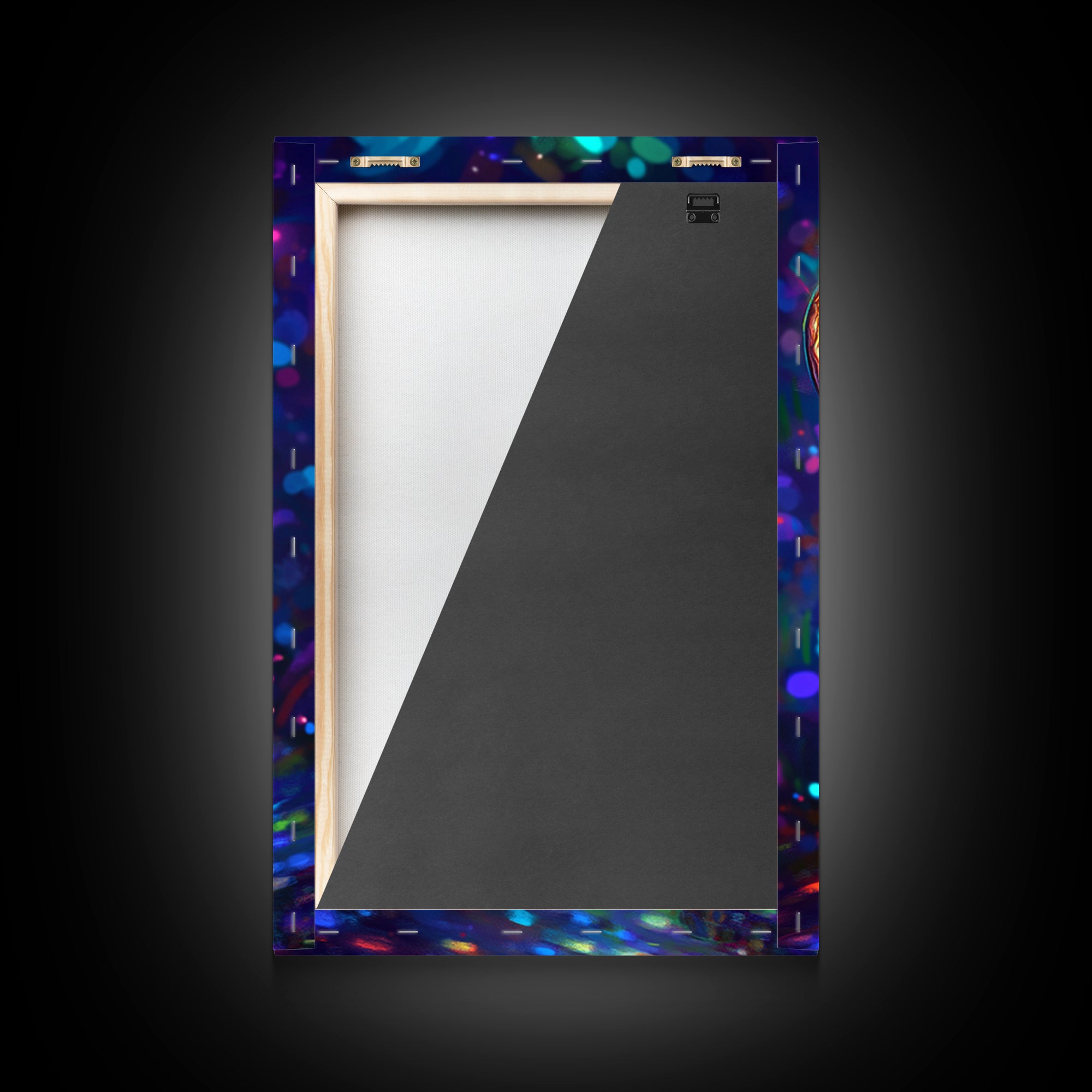 Iridescent Hand Mirror Wall Art, Rainbow Glass Painting, Maximalist Bathroom Decor, Dopamine Decor, Framed Canvas Print, Gift
