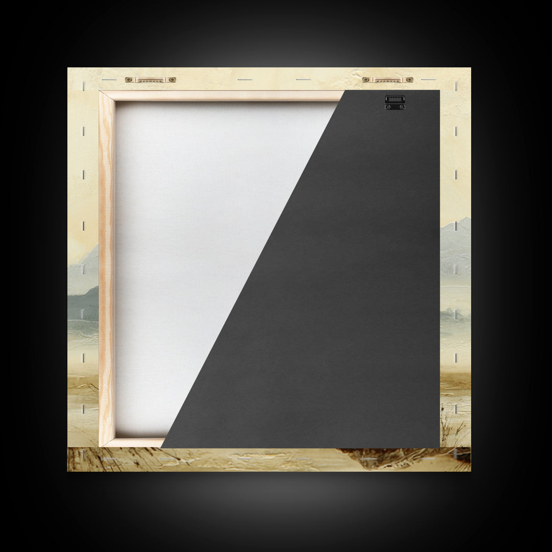 Panoramic Misty Mountain Landscape Framed Canvas Print, Above Bed Art, Bedroom Wall Art, Bedroom Decor, Fine Art, Serenity, ABA-1x1-1