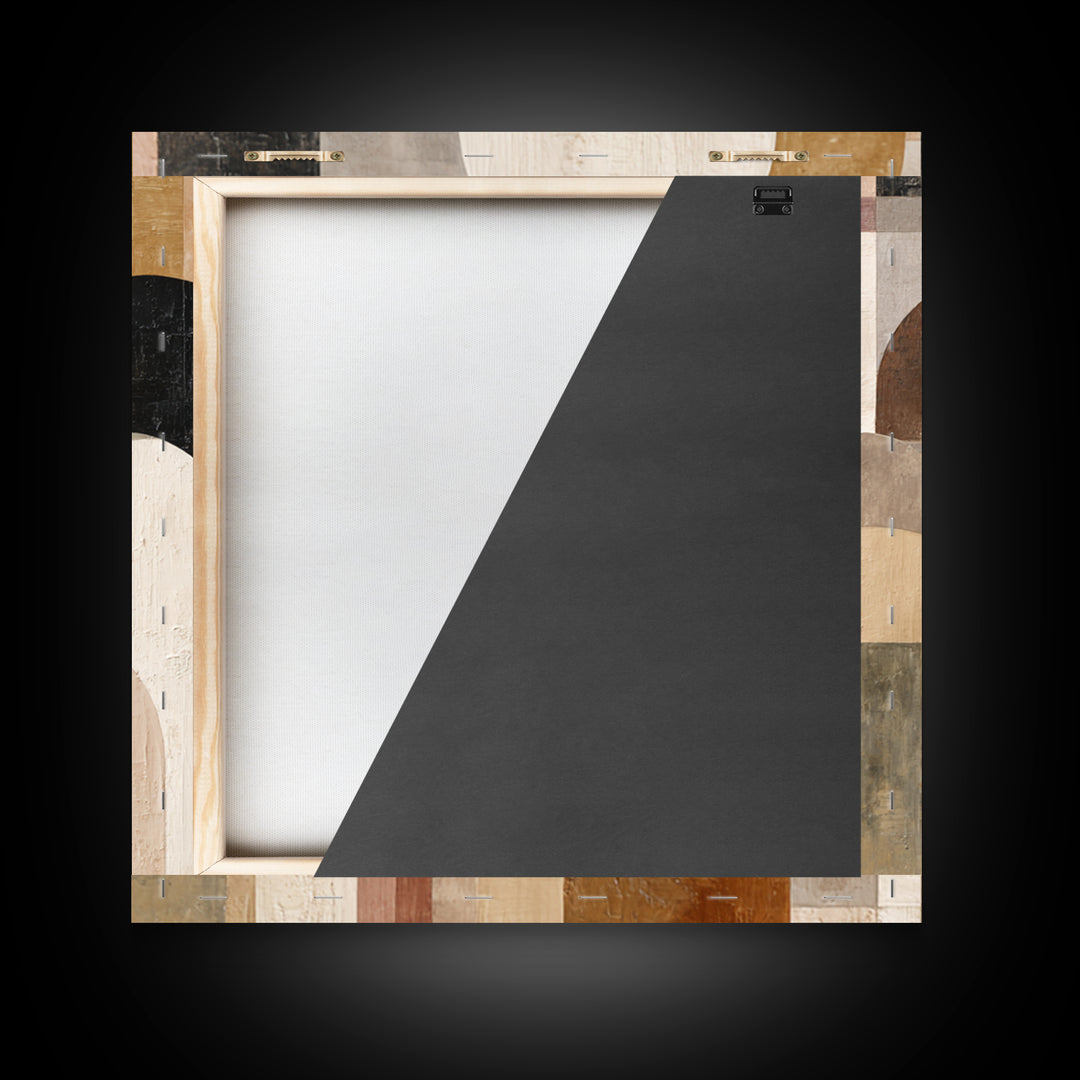 Neutral Abstract Arches Framed Canvas Print, Above Bed Art, Horizontal Wall Art, Bedroom Decor, Abstract Art, Serenity, ABA-1x1-52