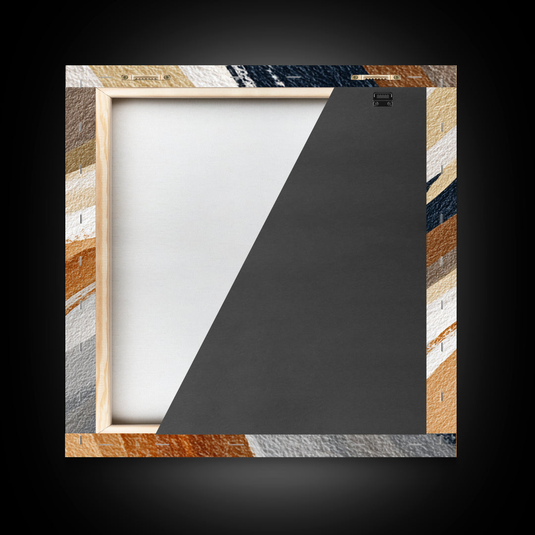 Warm Taupe Abstract Waves Framed Canvas Print, Above Bed Art, Above Bed Decor, Bedroom Decor, Serenity, Minimalist Decor, ABA-1x1-63