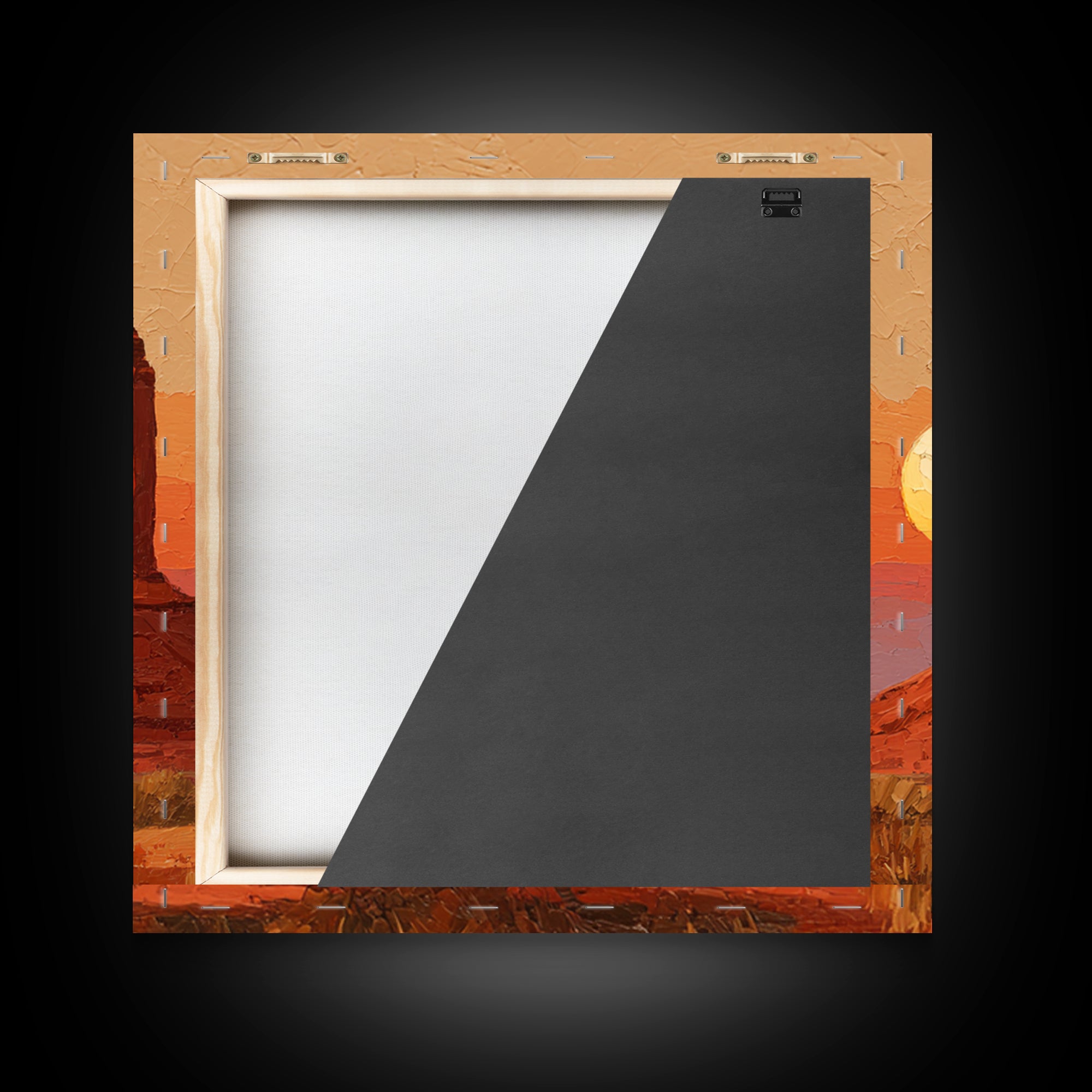 Dreamy Desert Sunset Framed Canvas Print, Above Bed Art, Bedroom Decor, Oil Painting, Serenity, Boho Decor, Western Decor, ABA-1x1-7