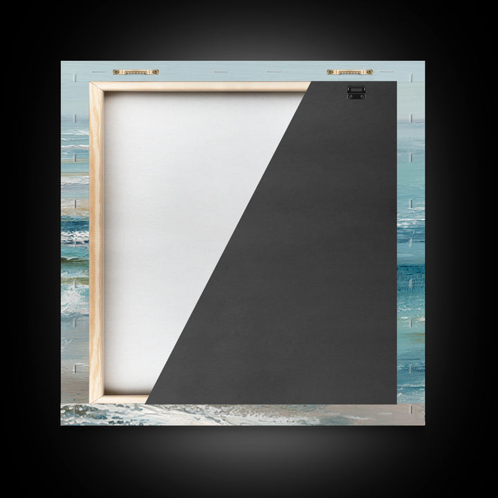 Serene Ocean Tide Seen from Above Framed Canvas Print, Above Bed Art, Luxury Decor, Bedroom Decor, Fine Art, Serenity, ABA-1x1-93