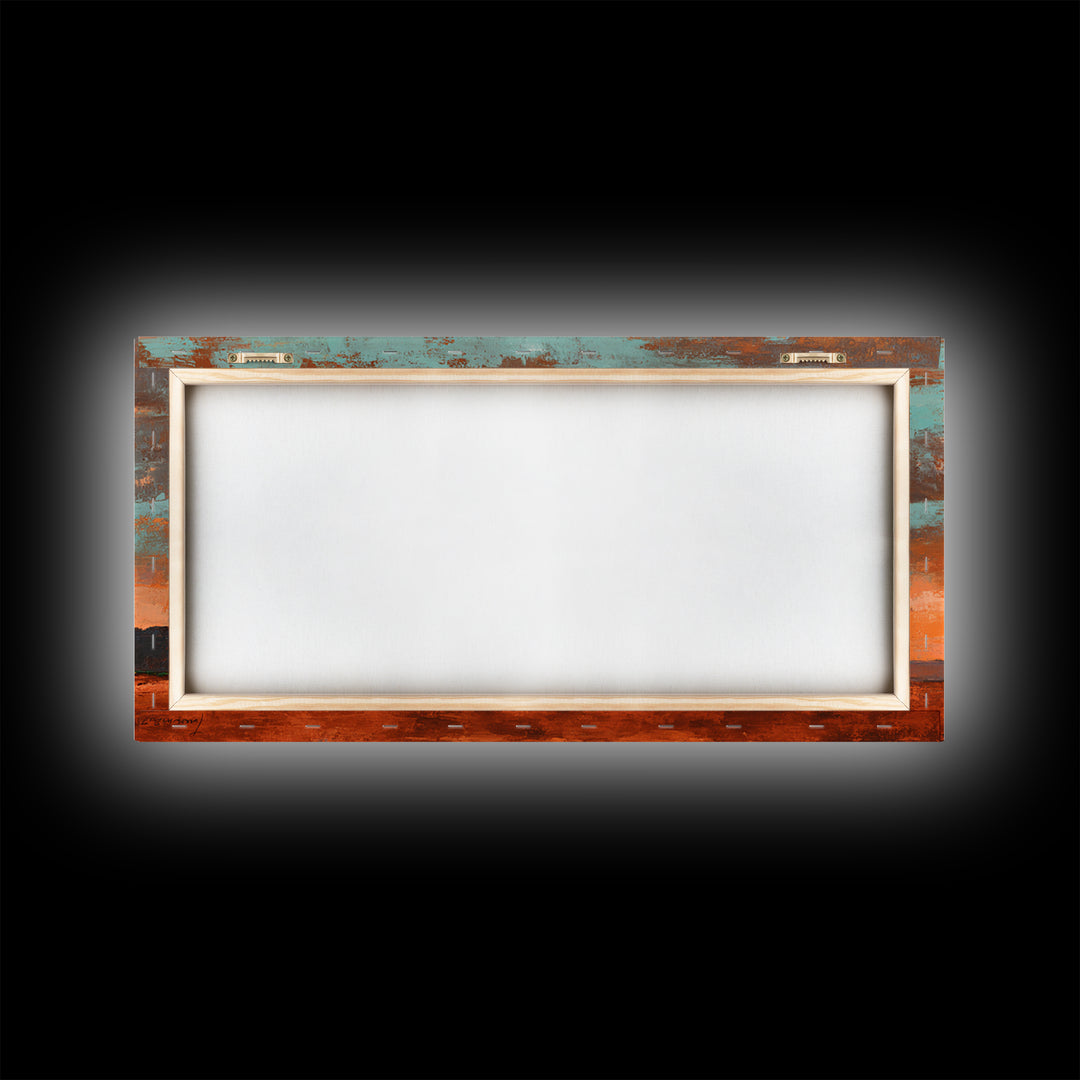 Dreamy Desert Sunset Framed Canvas Print, Above Bed Art, Bedroom Decor, Oil Painting, Serenity, Boho Decor, Western Decor, ABA-2x1-3