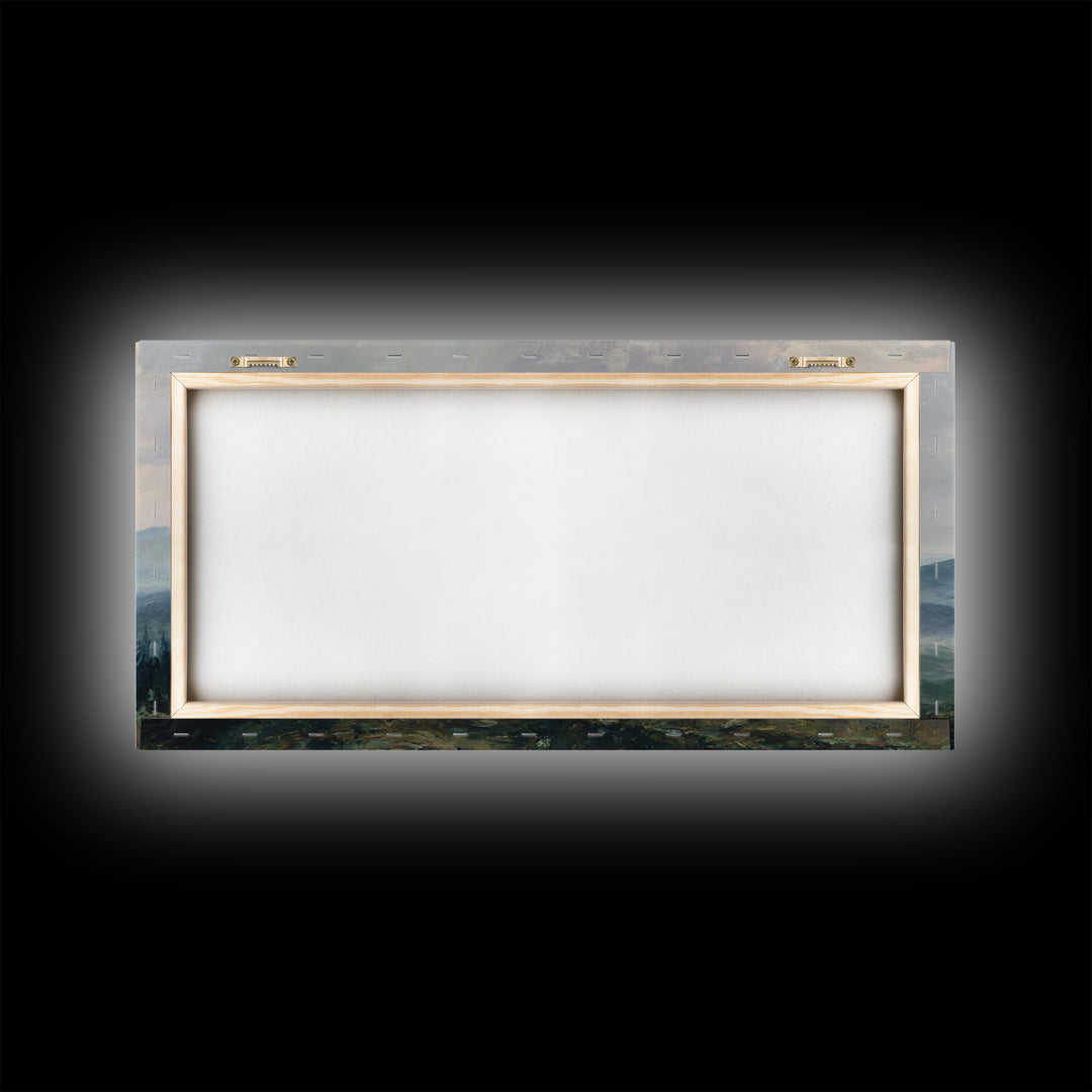Soft Romantic Landscape Framed Canvas Print, Above Bed Art, Minimalist Decor, Bedroom Decor, Serenity, Textured Wall Art, ABA-2x1-37