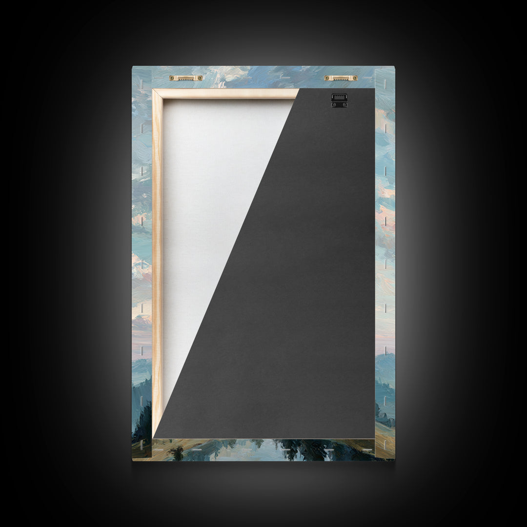 Tranquil Cloudscape with Blush Undertones Framed Canvas Print, Above Bed Art, Digital Art, Bedroom Decor, Fine Art, Serenity, ABA-2x3-13