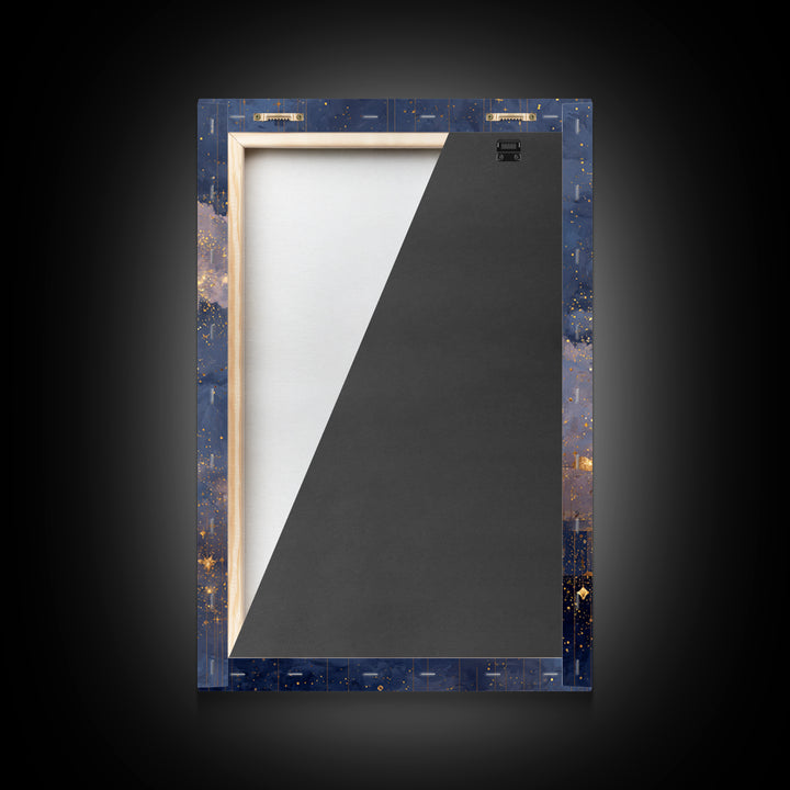Subtle Celestial Scene Framed Canvas Print, Above Bed Art, Bedroom Decor, Oil Painting, Serenity, Textured Wall Art, ABA-2x3-21