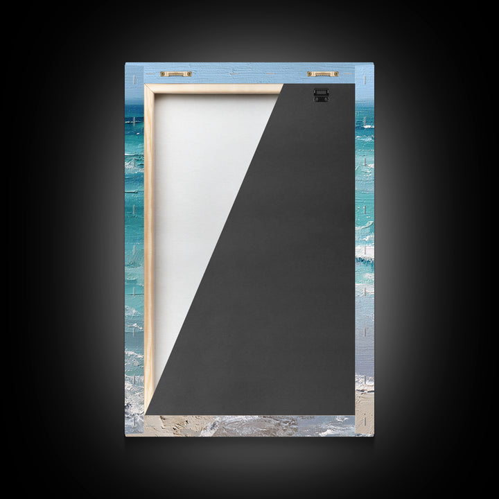Serene Ocean Tide Seen from Above Framed Canvas Print, Above Bed Art, Dorm Decor, Bedroom Decor, Serenity, Dopamine Decor, ABA-2x3-53