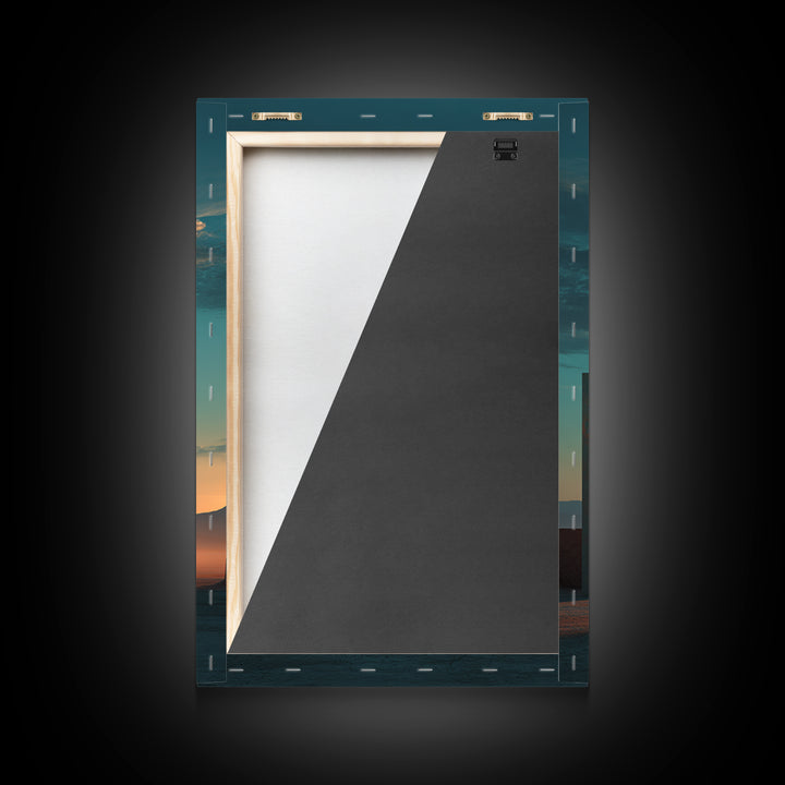 Dreamy Desert Sunset Framed Canvas Print, Above Bed Art, Living Room Decor, Bedroom Decor, Oil Painting, Serenity 487, ABA-2x3-87