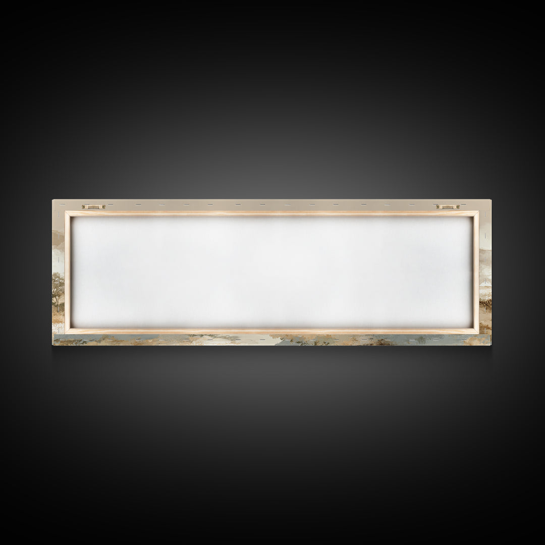 Panoramic Misty Mountain Landscape Framed Canvas Print, Above Bed Art, Boho Wall Art, Bedroom Decor, Fine Art, Serenity, ABA-3x1-17
