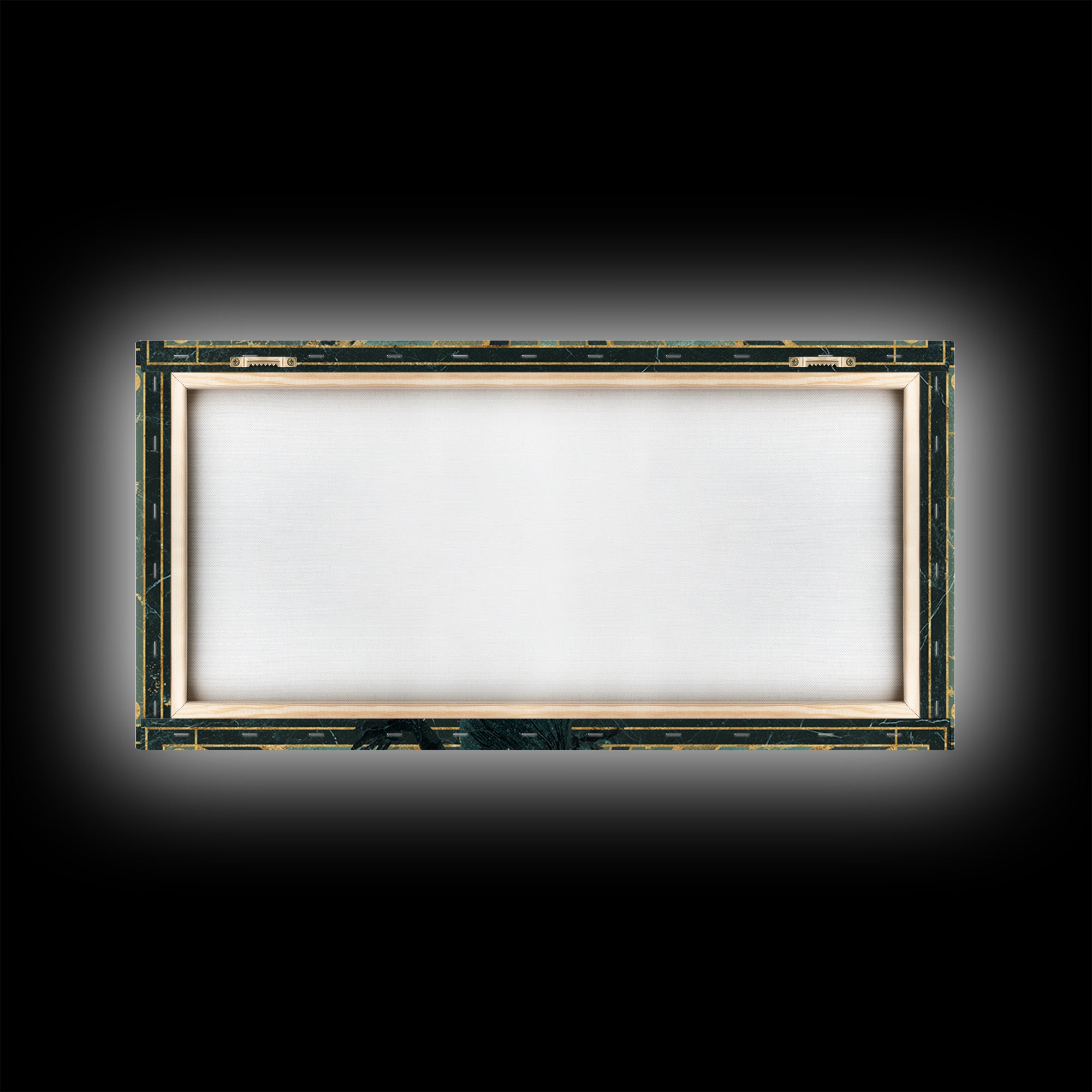 Moonlit Jazz Singer Framed by Gold Lines Framed Canvas Print, Art Deco Art, Digital Art, Living Room Decor, Fine Art, Glamour, ADA-2x1-43