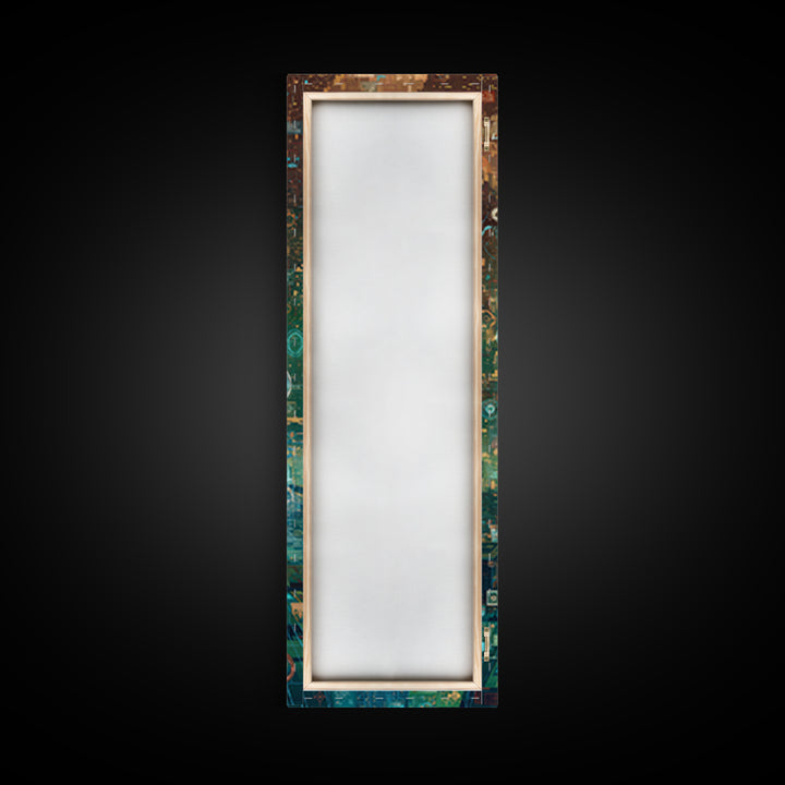 Futuristic Teal Gold Circuit City Wall Art, Afrofuturism Decor, Abstract African Art Print, Modern Canvas Office Decor Gift