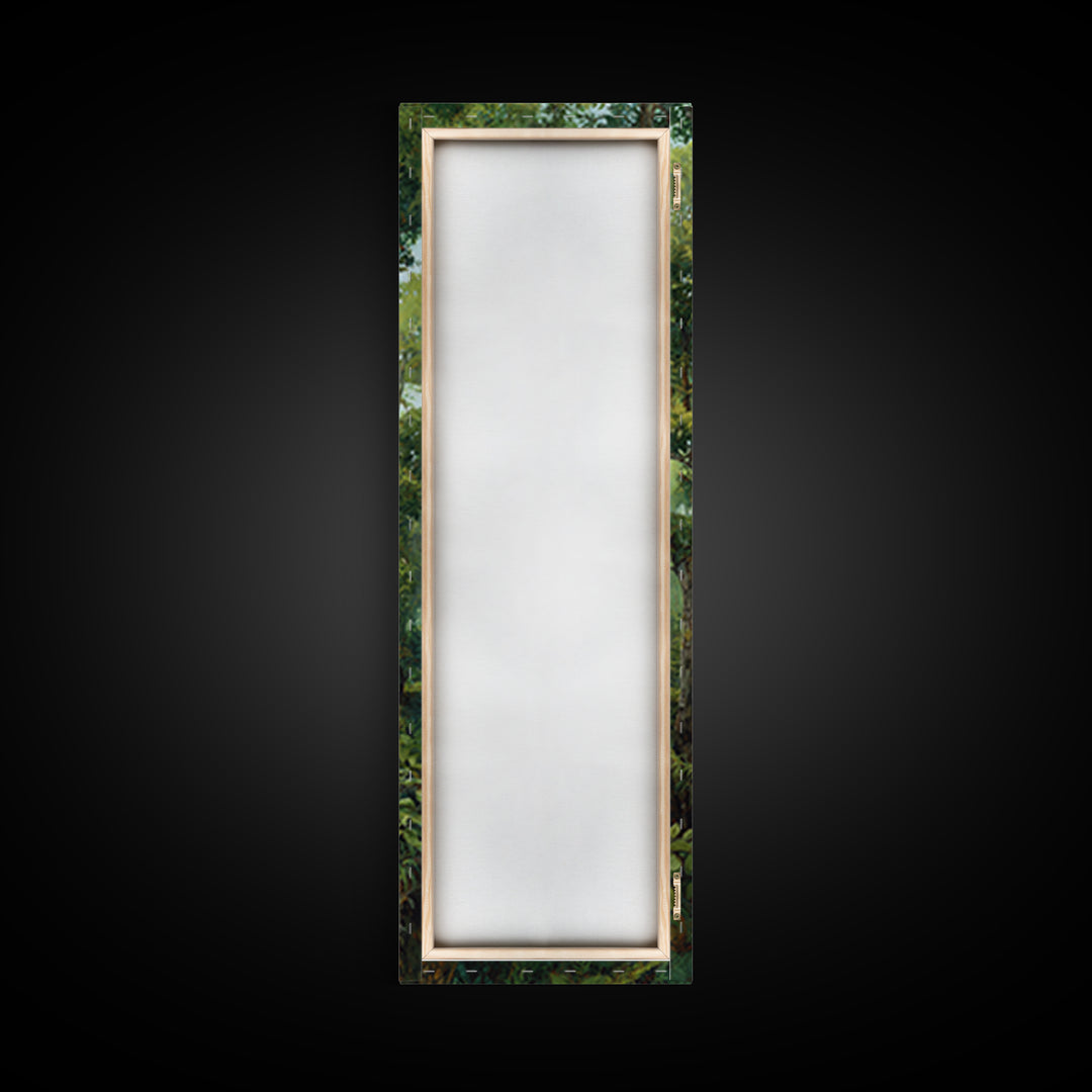 Ancient Jungle Shrine And Emerald Stream Wall Art, Mystical Forest Landscape, Nature Scene, Green Botanical Home Decor Print