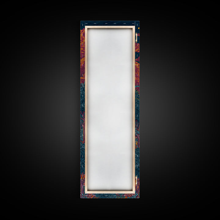 Solar Eclipse Portal Over Neon Forest, Framed Canvas Print, Mystical Wall Art, Afrocentric Decor, Vibrant Statement Piece