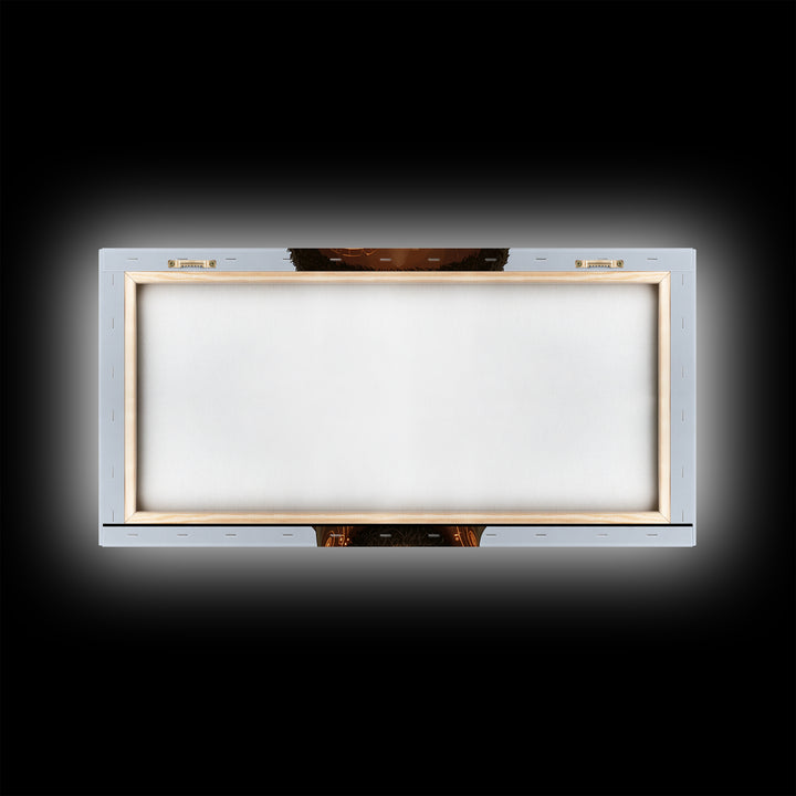 Orange Cyber Tribal Black Man Portrait Wall Art, African Portrait, Black Man Wall Art, Afrocentric Decor, Modern Canvas Art
