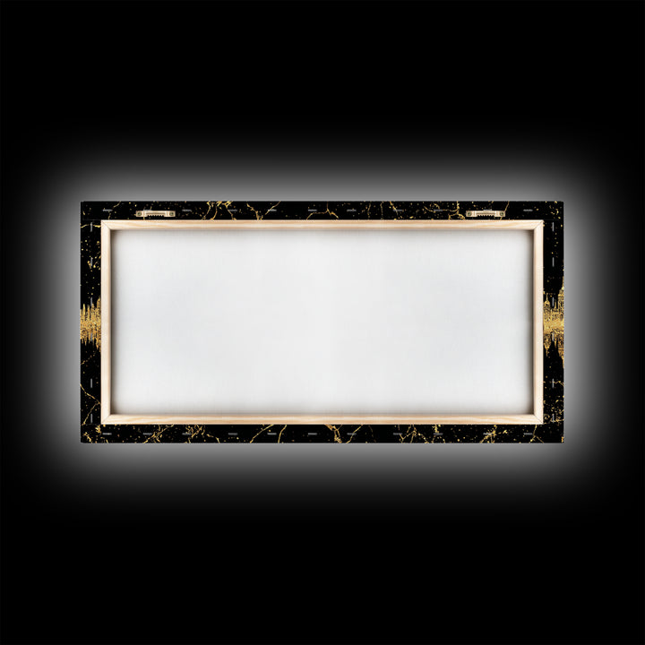 Golden Temple Skyline Reflection Framed Canvas Print, African Inspired Black And Gold Wall Decor, Luxury Statement Art Gift