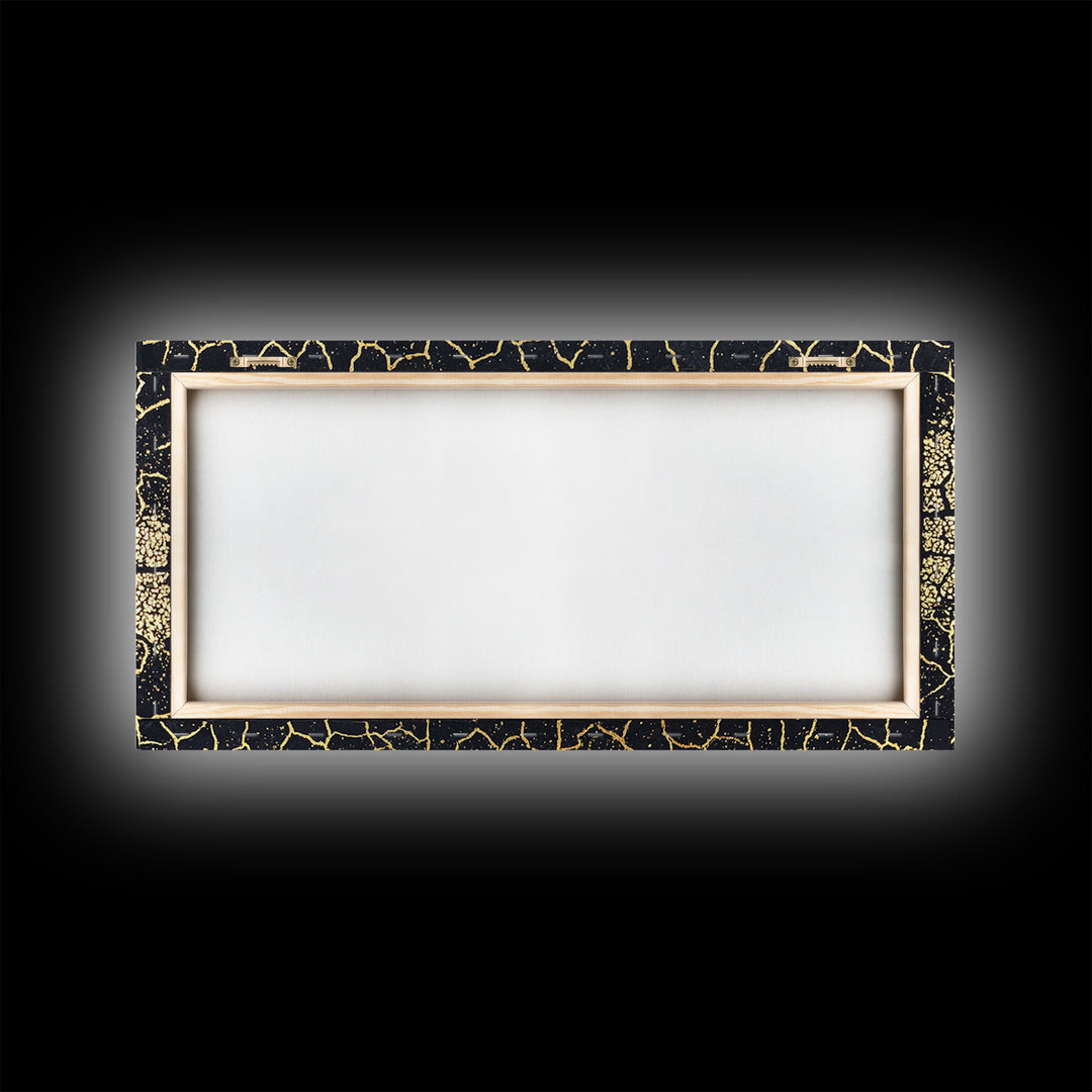 Black Gold Cracked Mosaic Wall Art, African Abstract Pattern, Luxury Canvas Decor, Earth Tone Statement Piece For Living Room