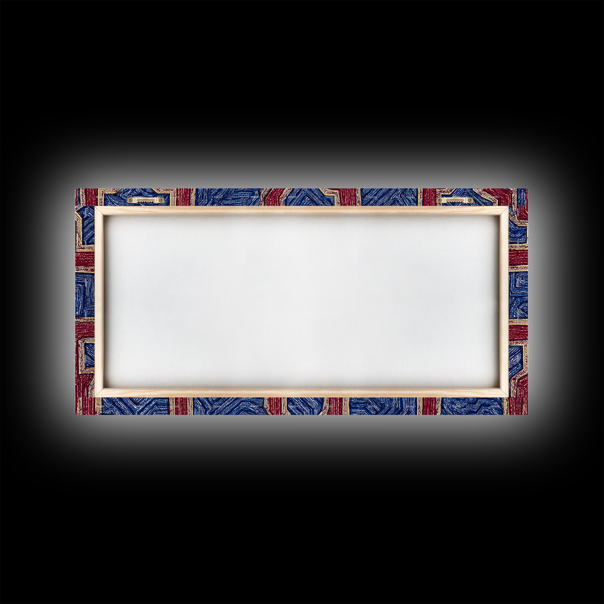 Red Blue Kuba Geometric Textile Pattern Wall Art, African Fabric Print, Tribal Decor, Modern African Art For Living Room