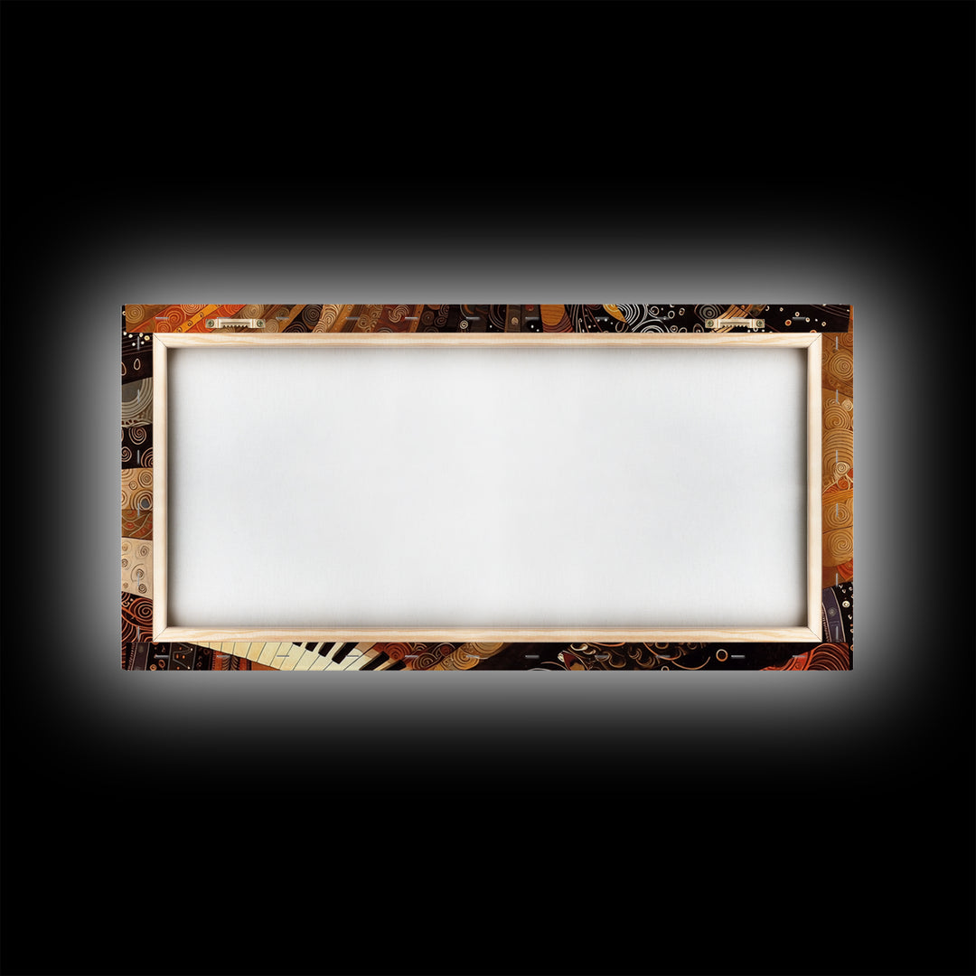 African Piano Sunburst Framed Canvas Print, Musician Hand Wall Art, Modern African Art, Afrocentric Culture Decor Gift Idea