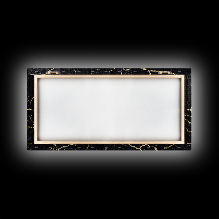 Black Gold African Geometric Symbols Framed Canvas Print, Tribal Pattern Wall Decor, Afrocentric Luxury Abstract Art Gift