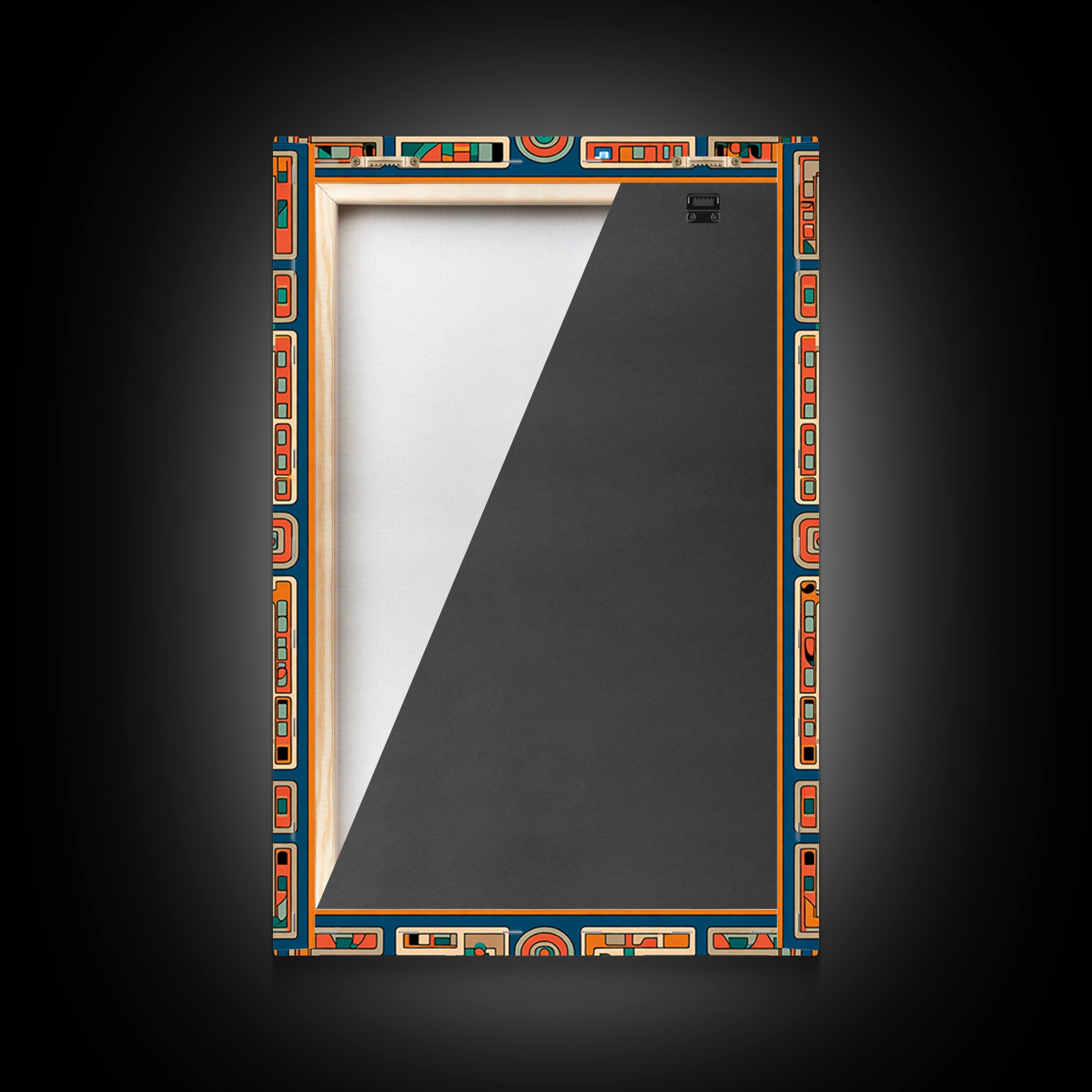Teal Orange Geometric Maze Glyph Wall Art, African Abstract Pattern, Tribal Art Print, Afrocentric Decor For Living Room
