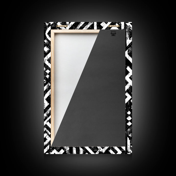 Black White Mud Cloth Geometric Wall Art, African Tribal Art Print, Minimalist Pattern, Ethnic Decor For Modern Home And Office