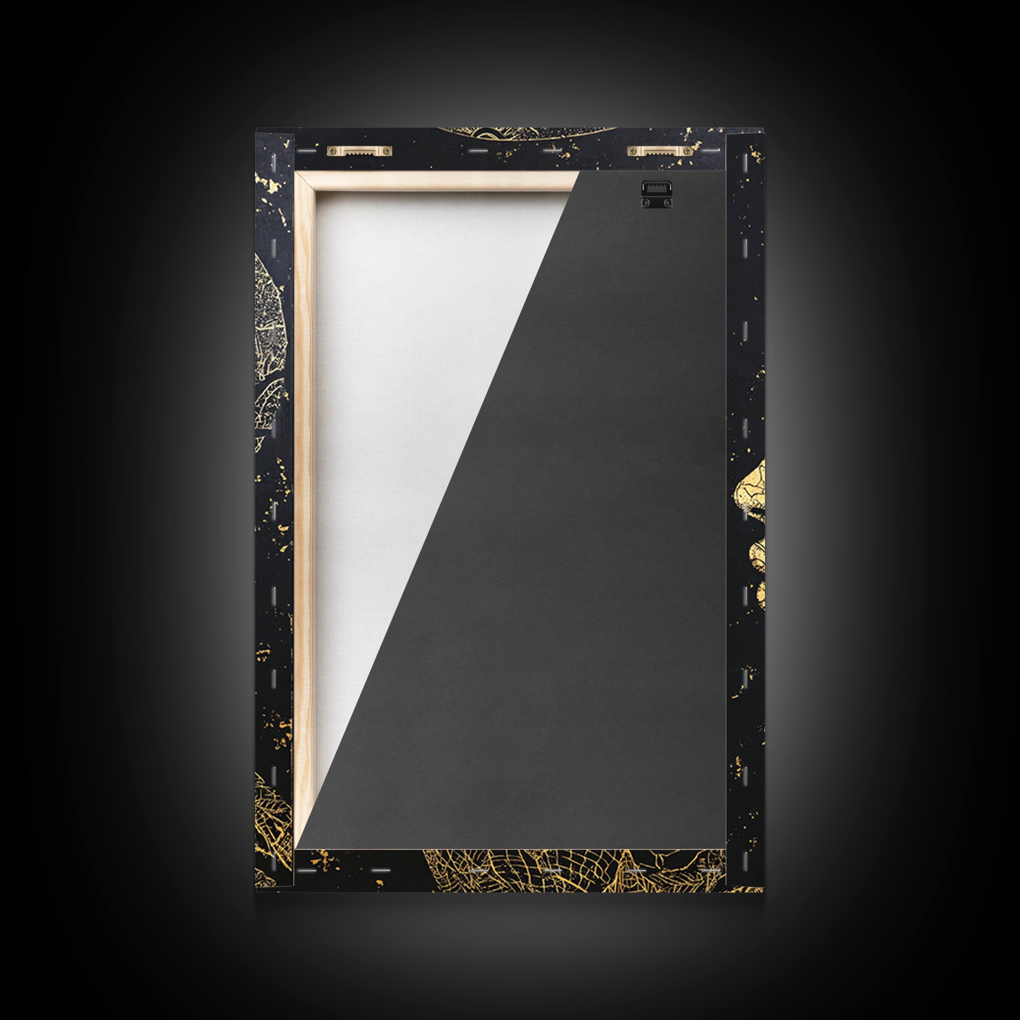 Gold Anatomical Profile Framed Canvas Print, Abstract Face Art, Black And Gold Wall Decor, Luxury Modern Portrait Gift For Him