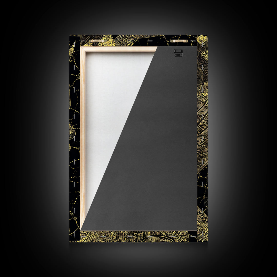Black And Gold African Queen Profiles Framed Canvas Print, Afrocentric Wall Decor, Tribal Portrait, Elegant Home Art, Luxury Gift