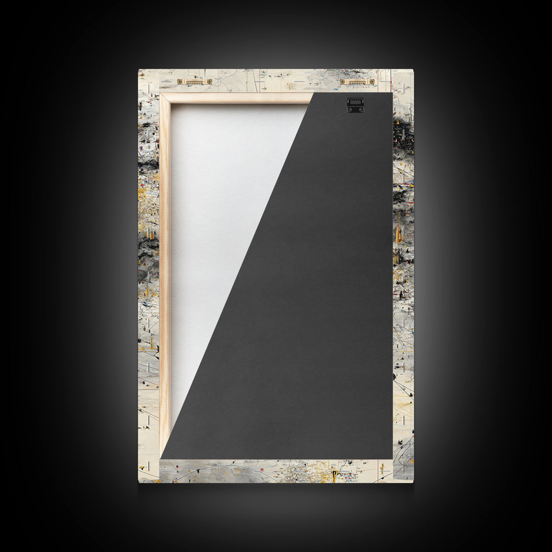 Neutral Abstract Storm Map Wall Art, Modern Canvas Art, Black Gold Minimalist Decor, Contemporary Office Art Print For Home