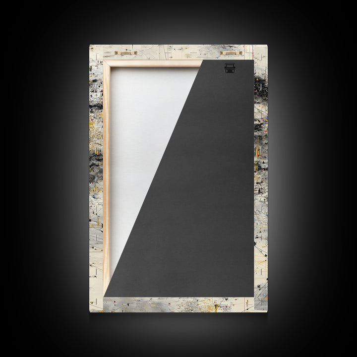Neutral Abstract Storm Map Wall Art, Modern Canvas Art, Black Gold Minimalist Decor, Contemporary Office Art Print For Home