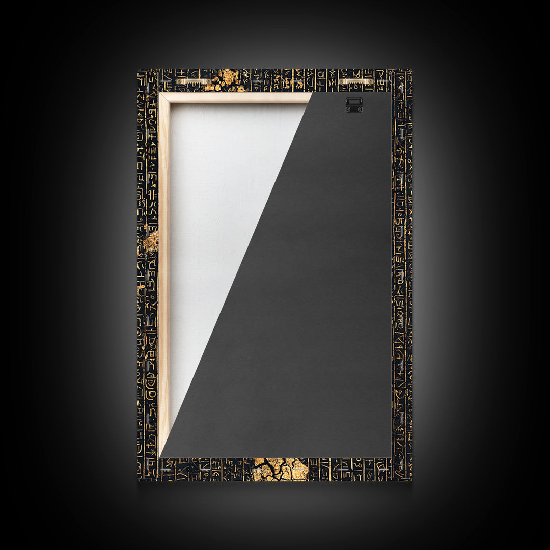 Ancient Gold Hieroglyph Map Wall Art, African Egyptian Art, Black And Gold Art, Cultural Wall Decor, Luxury Canvas Print