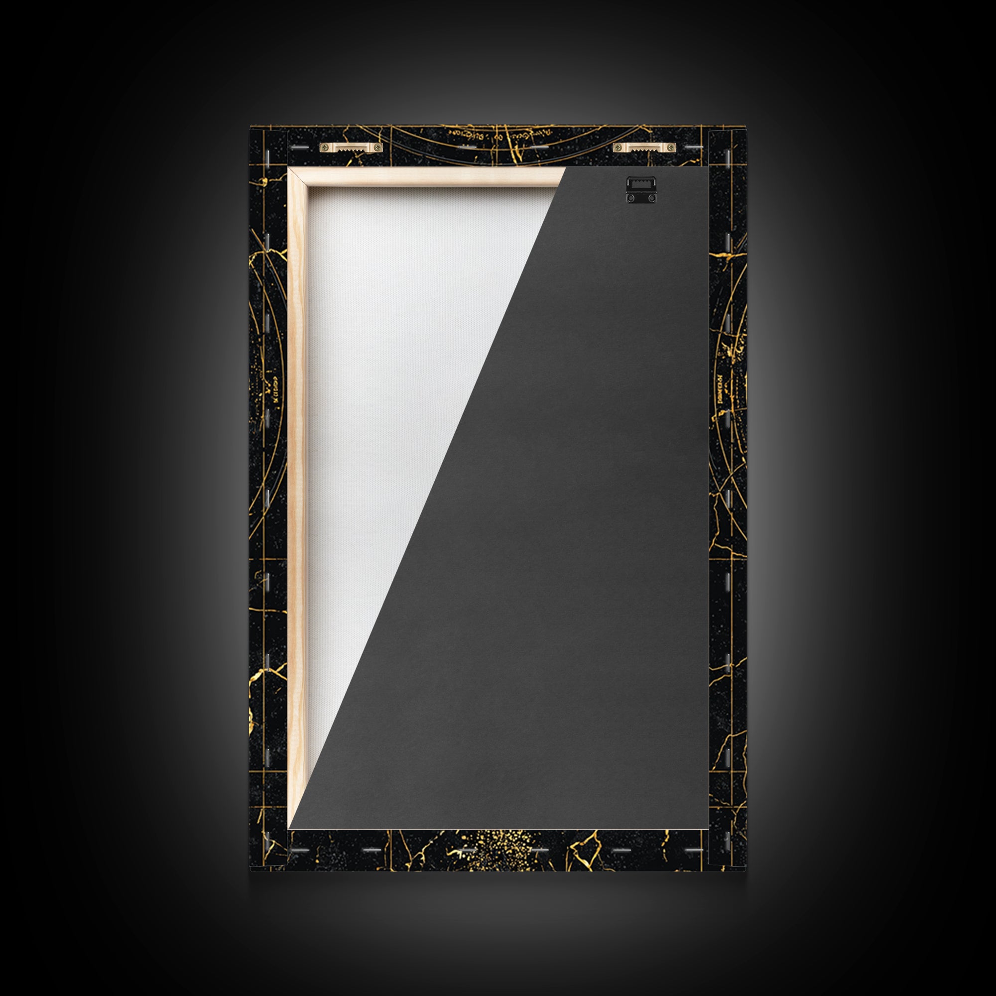 Sacred Black And Gold Bull Framed Canvas Print, Geometric Animal Wall Art, Mystical Farm Decor, Dramatic Statement Piece