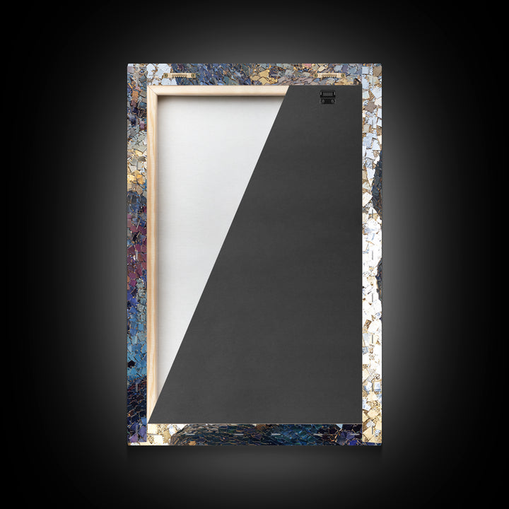 Metallic Mosaic Black Face Wall Art, Abstract Portrait Canvas, Contemporary African American Art, Elegant Home Decor Gift