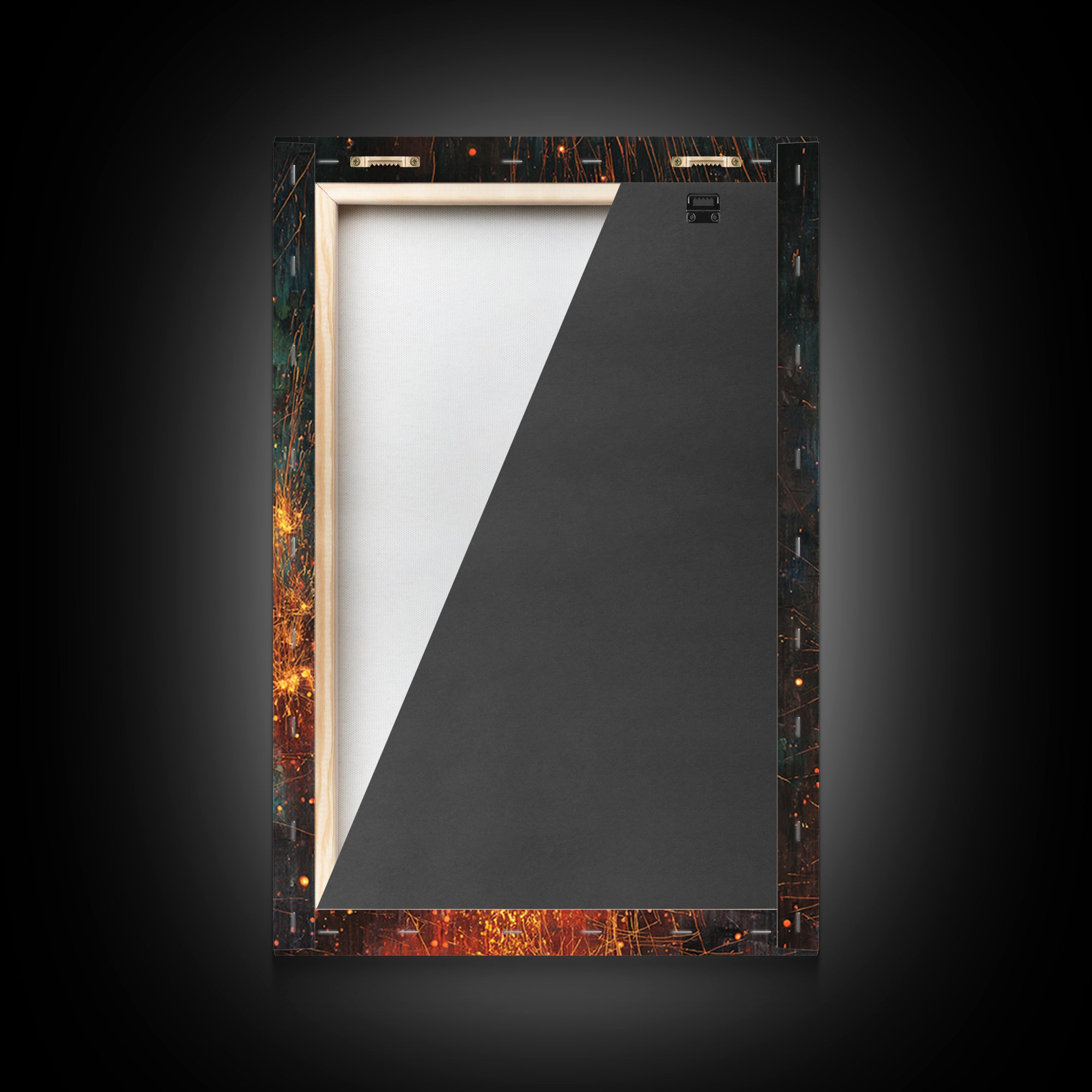 Abstract Fire Sparks Texture Canvas Print, Orange Black Industrial Wall Art, Modern Abstract Art, Unique Home Decor Gift