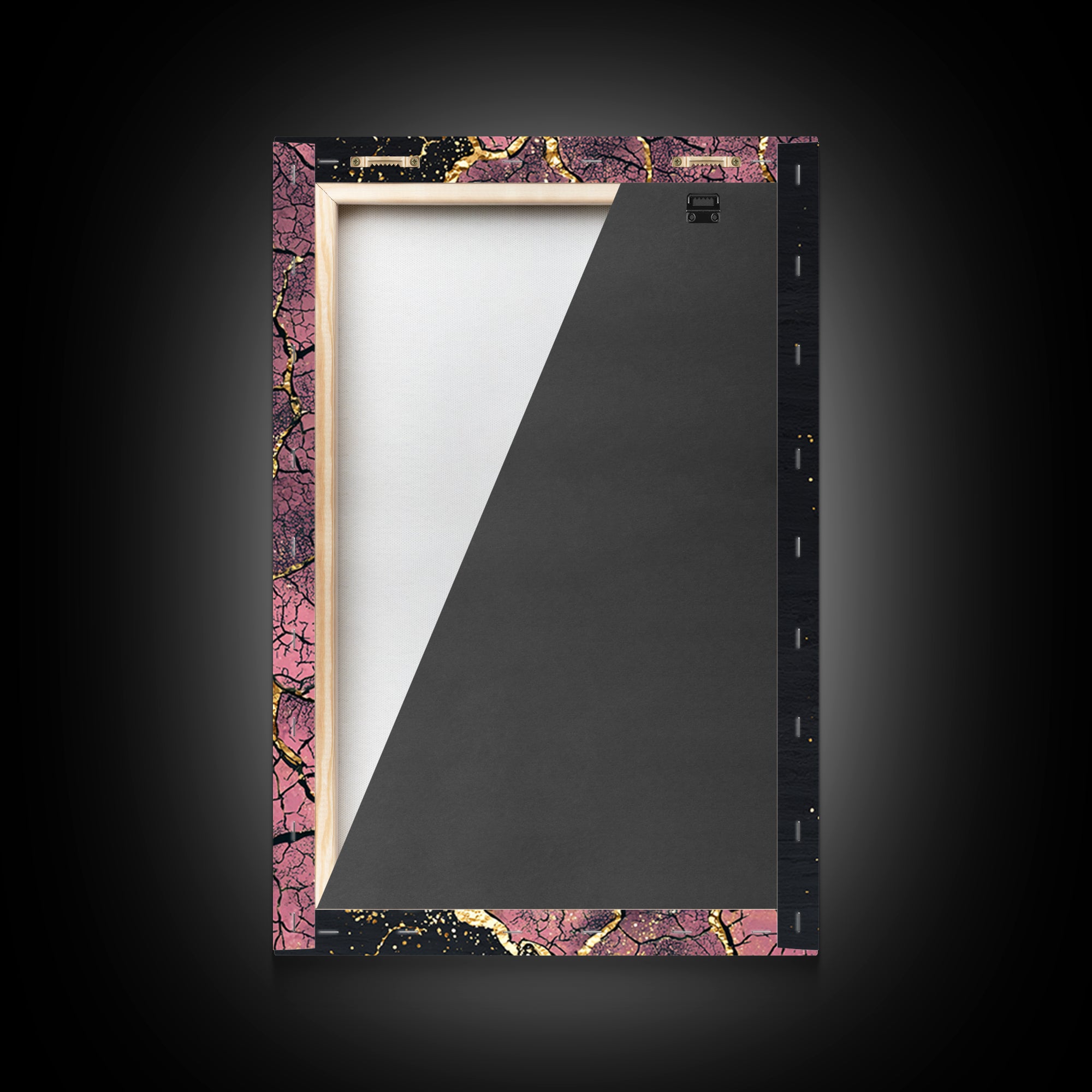 Cracked Pink Black Gold Abstract Wall Art, African Inspired Geometric Texture Print, Luxury Canvas Decor For Modern Home