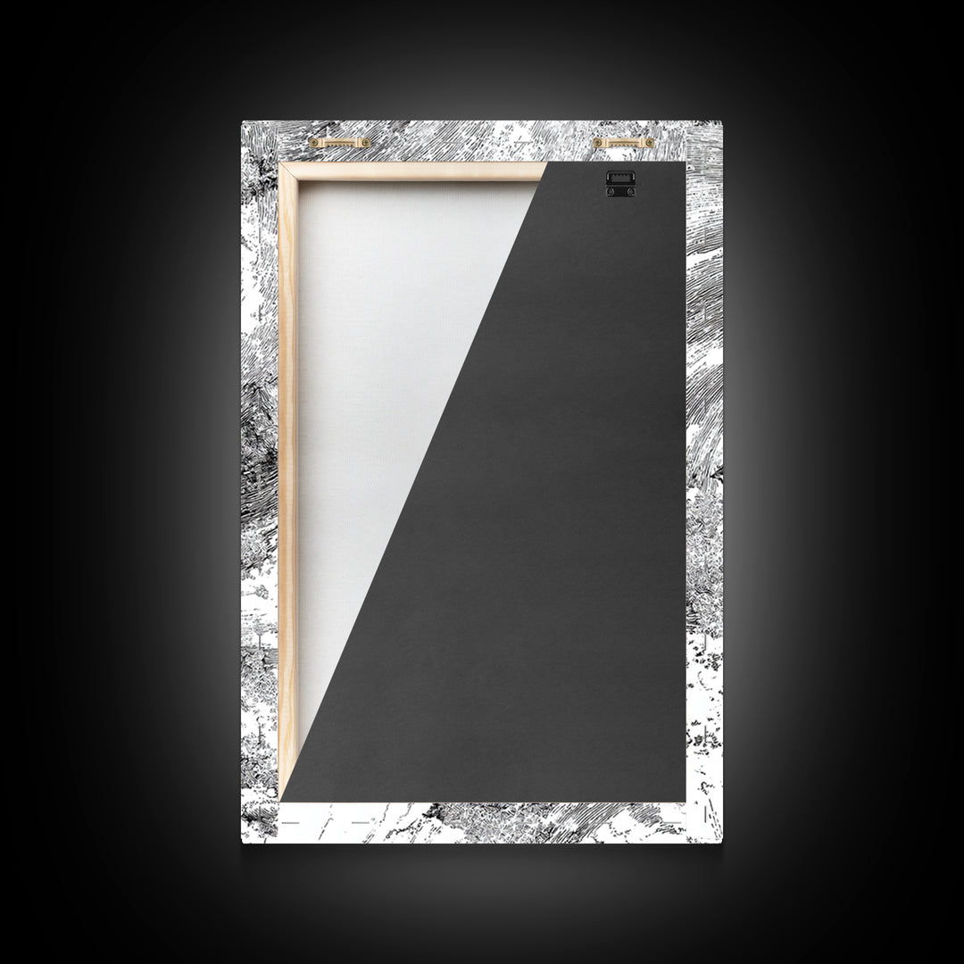 Black And White Bird Flock Storm Wall Art, Abstract African Inspired Nature Sketch, Minimalist Canvas Decor, Modern Office Gift