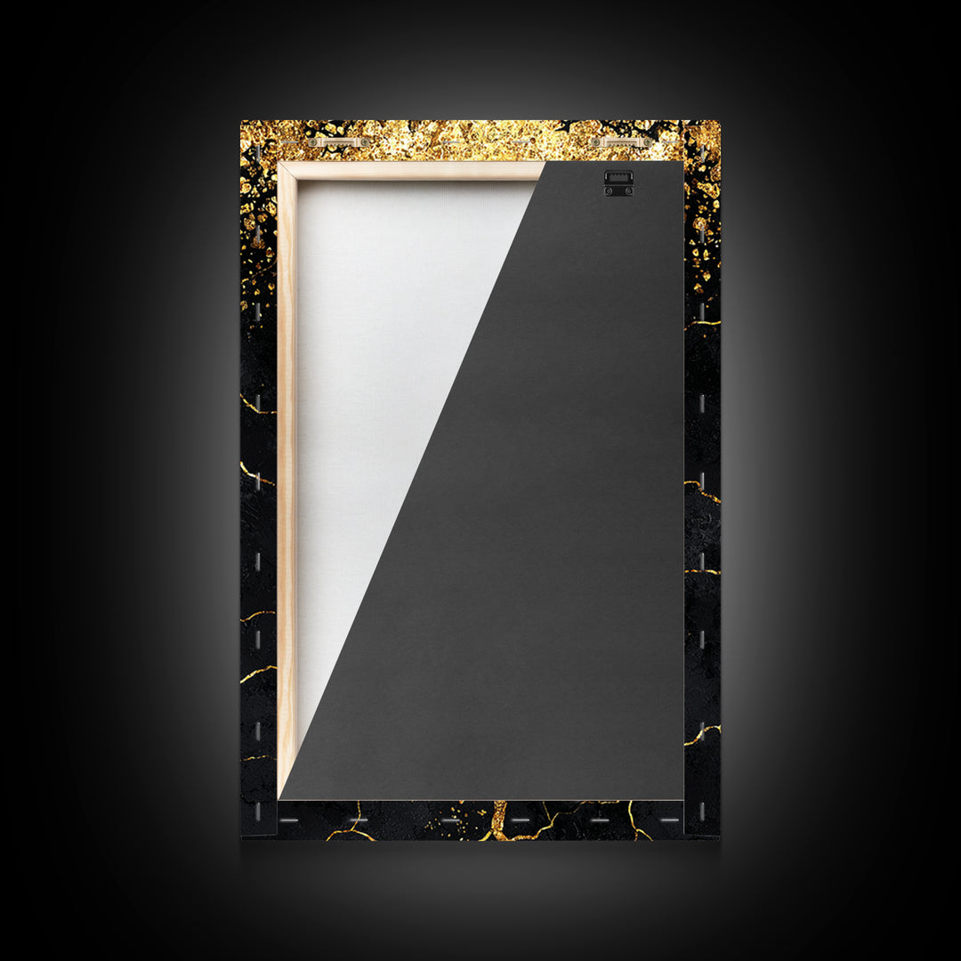 Black Gold Cracked Abstract Wall Art, Luxury Canvas Wall Art, Modern African Art Decor, Textured Art Print, Home Decor Gift