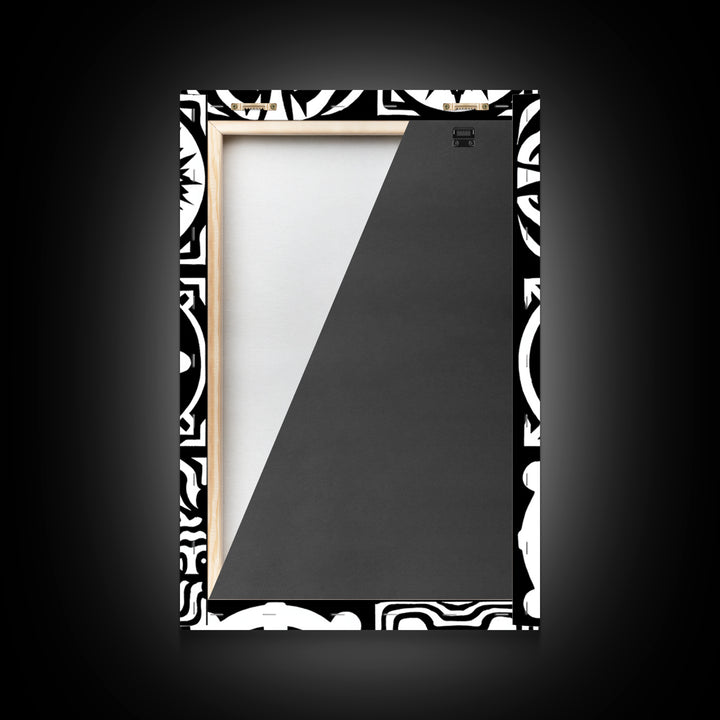 Bold Black And White Tribal Pattern Panels Wall Art, Modern Geometric Abstract Print, Minimalist Boho Unique Home Decor Gift