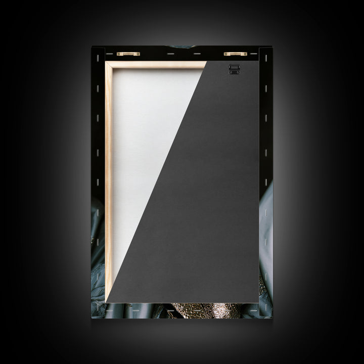 Blue Gold Veiled African Woman Portrait Framed Canvas Print, Luxury Afrocentric Wall Decor, Cultural Photography Fine Art