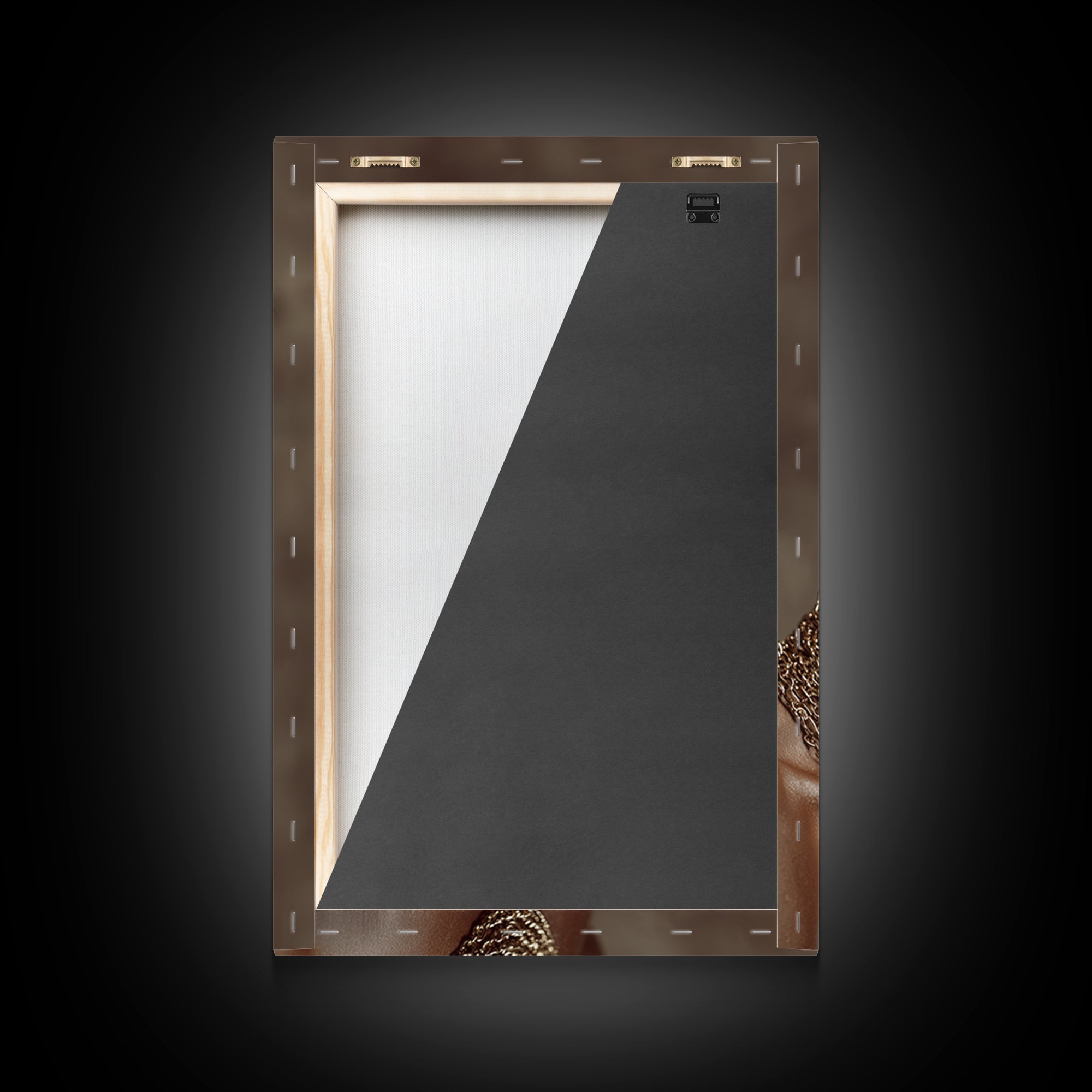 Profile Of Black King In Gold Crown And Chains Wall Art, African American Royal Portrait, Luxury Black Culture Decor Gift