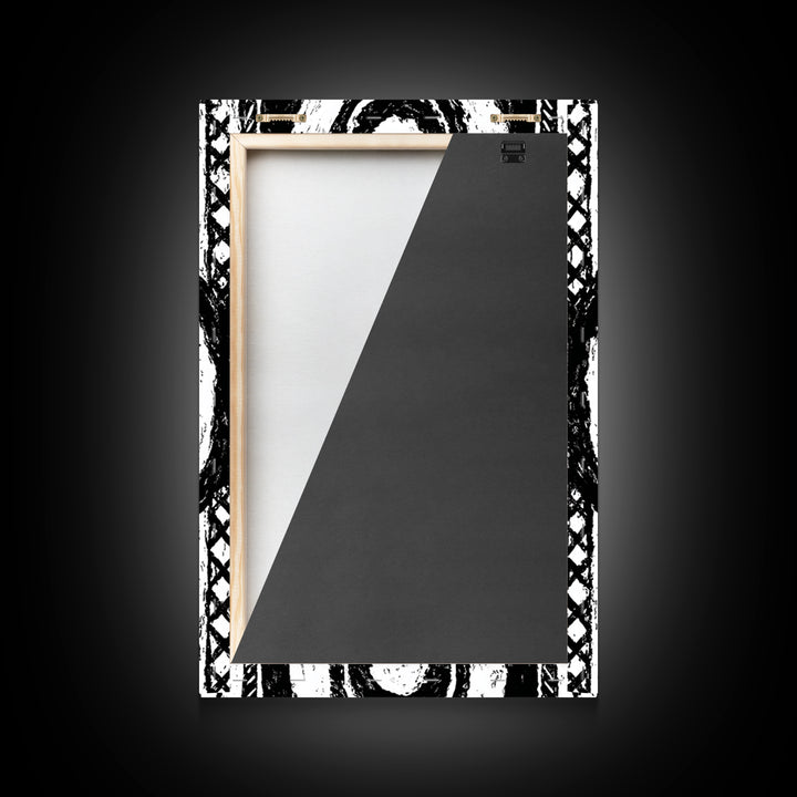 Black And White African Pattern Wall Art, Tribal Textile Canvas Print, Mud Cloth Decor, Geometric Boho Wall Decor, Unique Gift