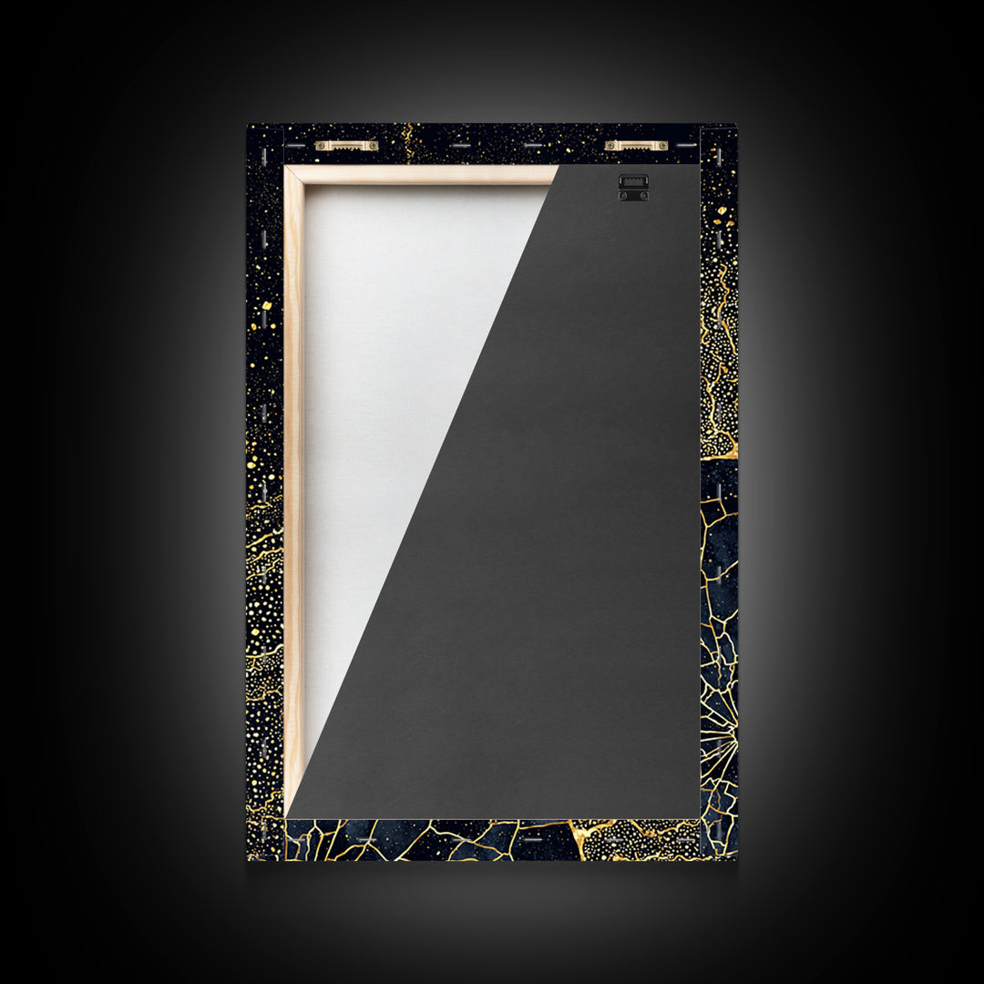 Black Gold Abstract Solar Eclipse Wall Art, Luxury Canvas Print, African Inspired Celestial Decor For Modern Living Room