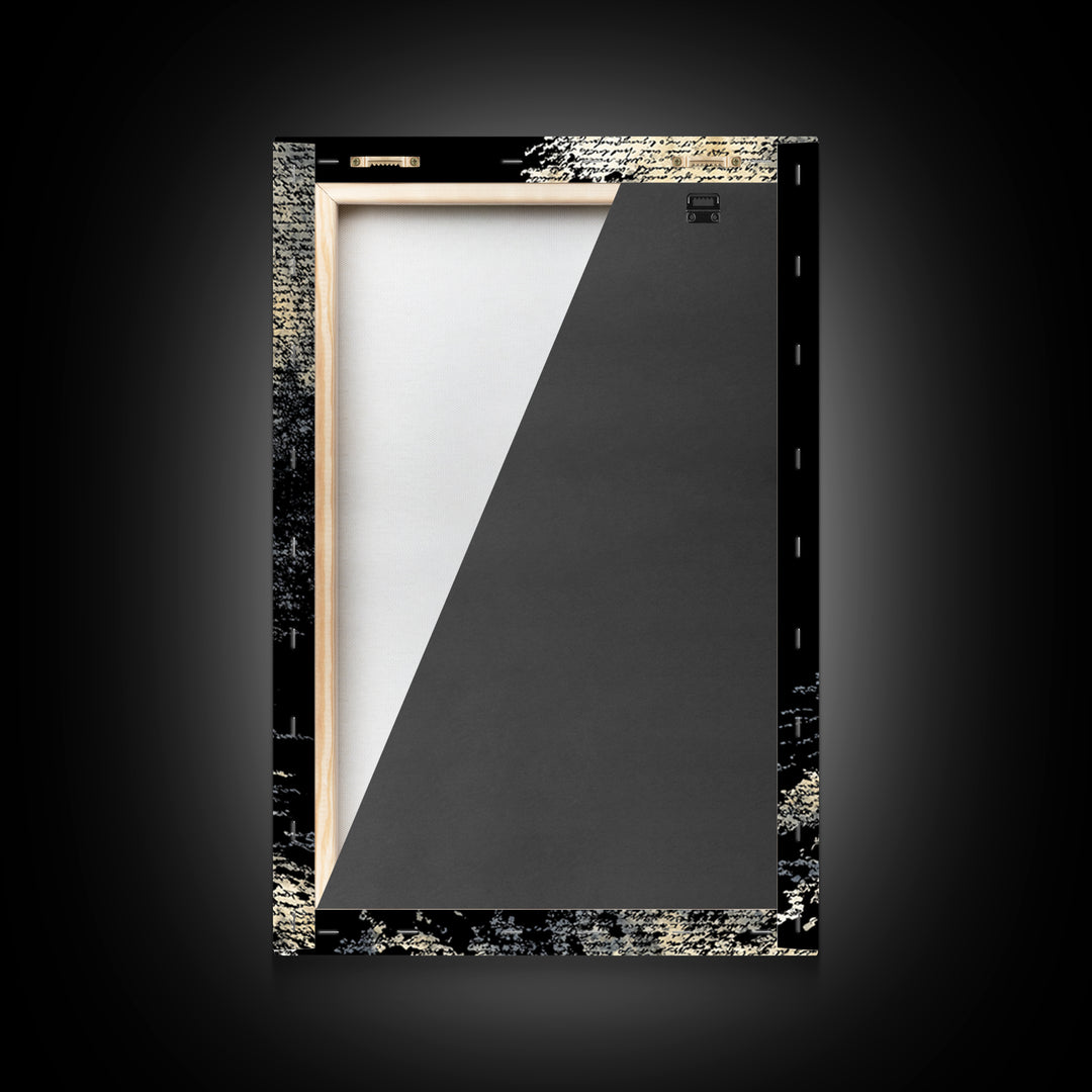 Moody Black And White Figure In Textured Shadows Canvas Print, Abstract Black Art, Minimalist Wall Decor, Gallery Art, Modern Art