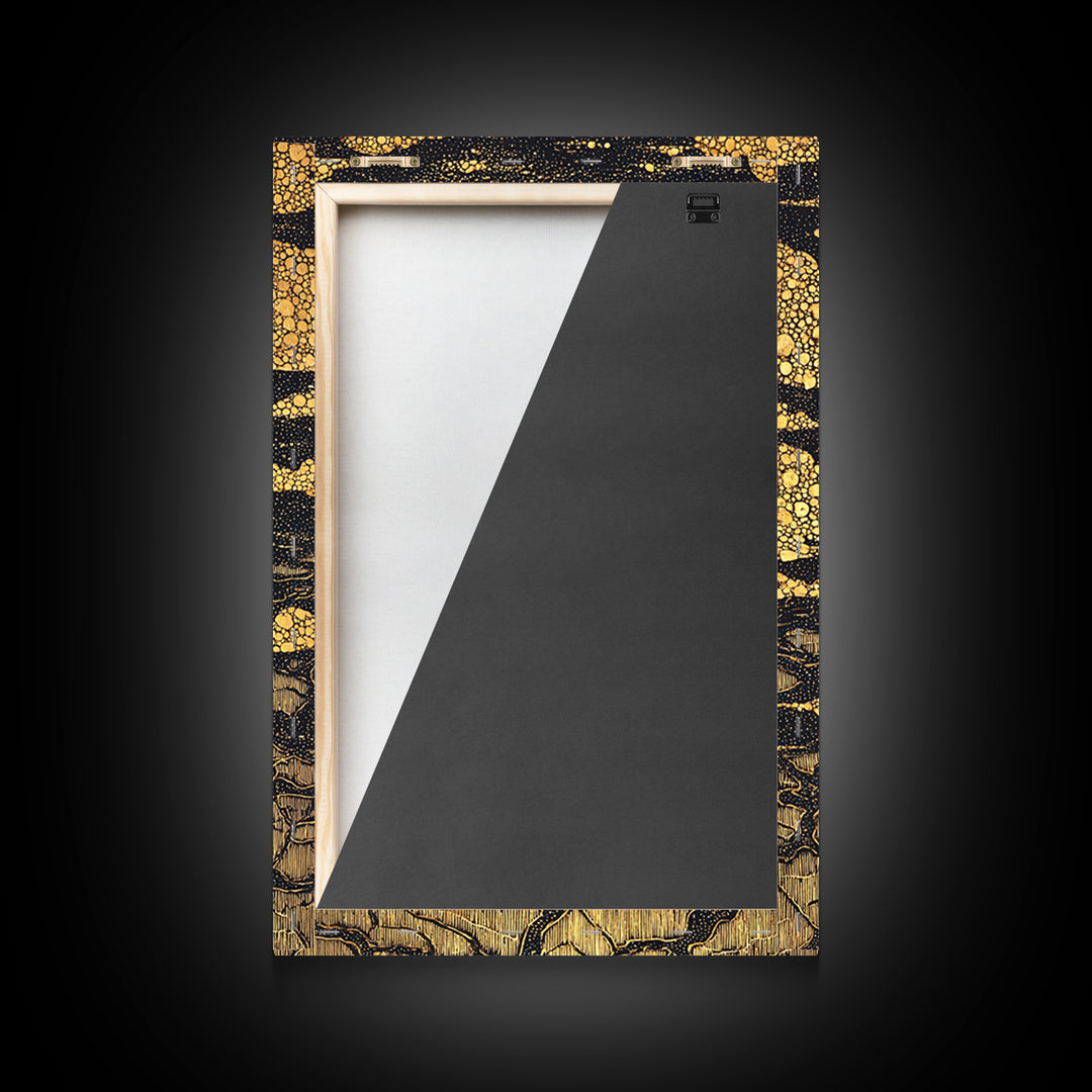 Black And Gold Cracked Earth Abstract Wall Art, Luxury Canvas Print, Textured Desert Landscape, Bold Statement Home Decor