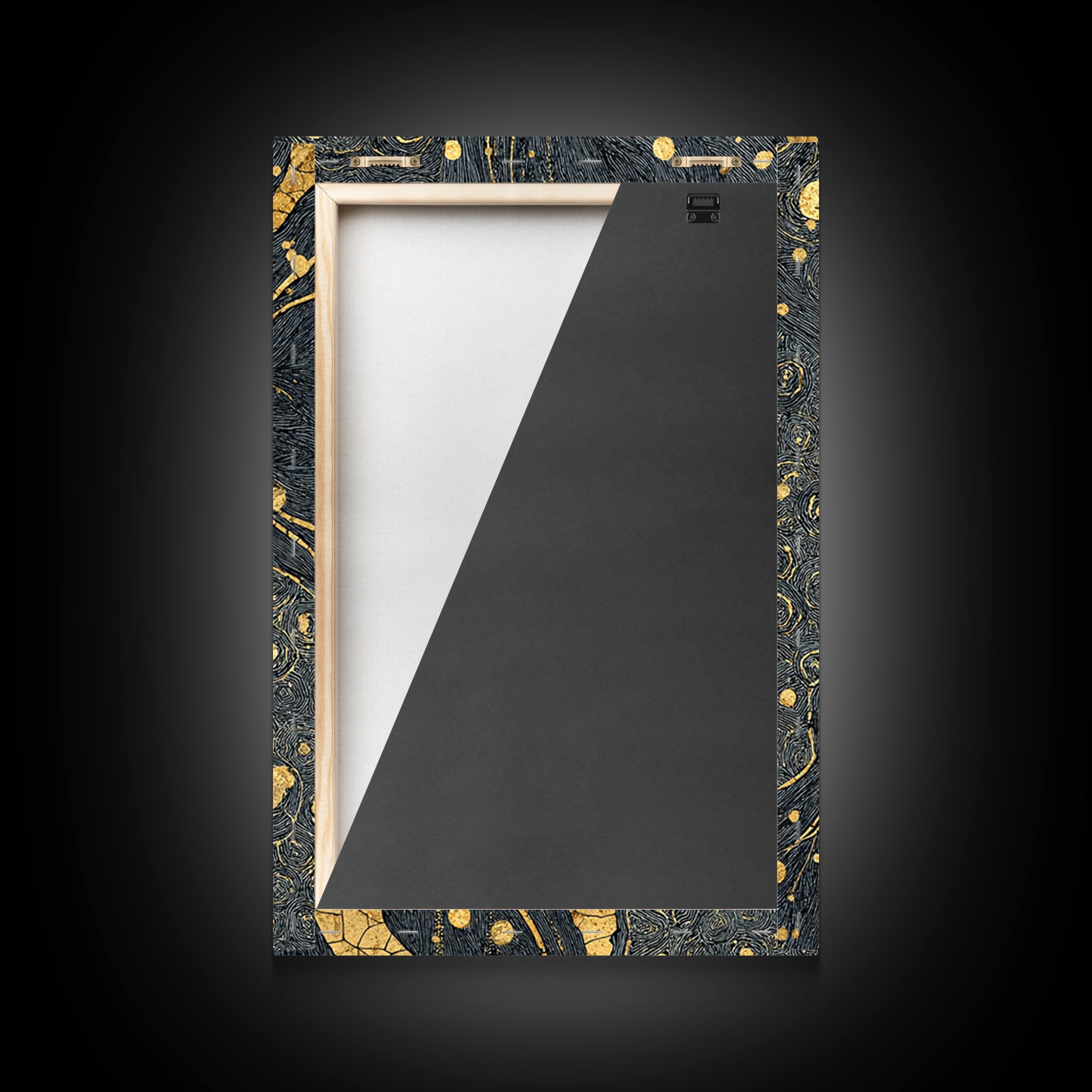Black And Gold Abstract River Of Stars Statement Wall Art, Luxury Canvas Print, Geometric Decor, Elegant Modern Home Decor Gift