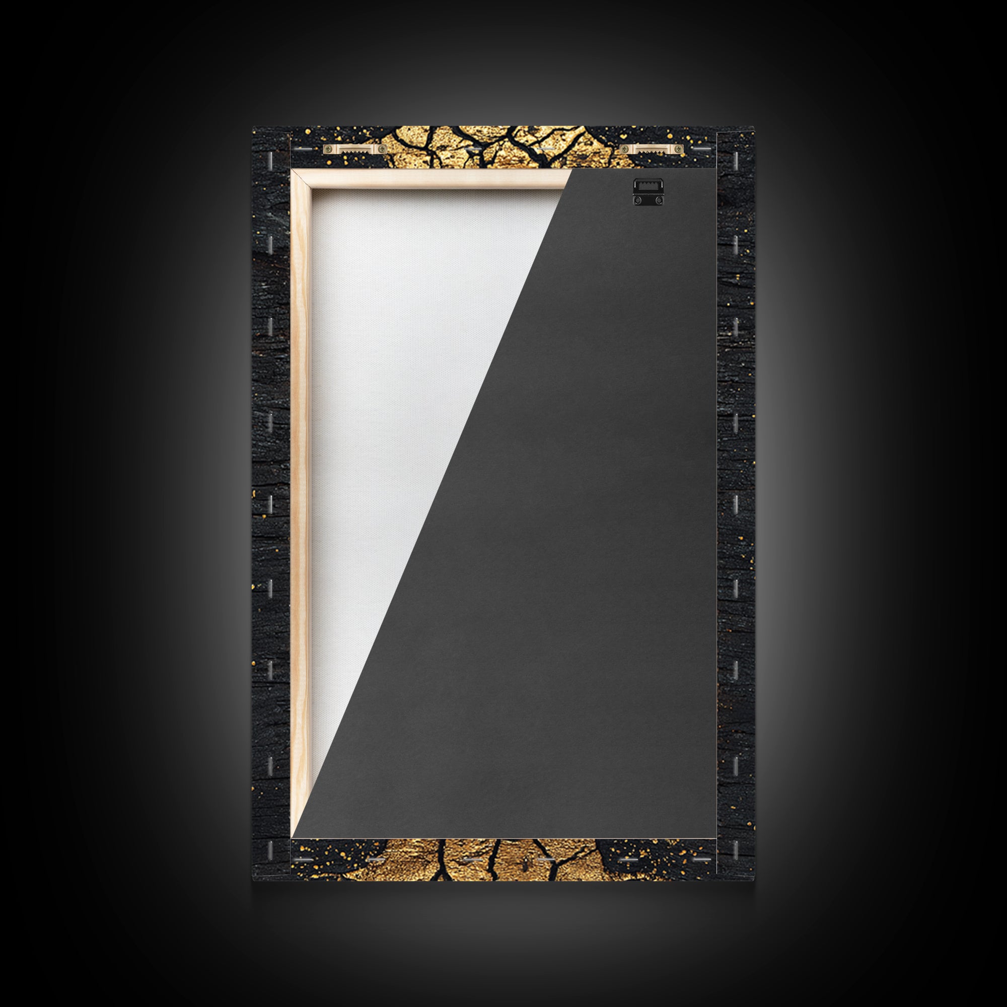 Gold Cracked Earth Africa Inspired Abstract Wall Art, Black And Gold Canvas Decor, Modern Afrocentric Texture, Luxury Gift