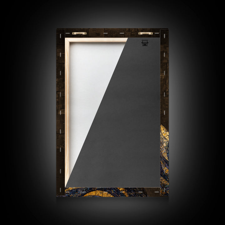 Blue Gold Mosaic Swan Framed Canvas Print, Black And Gold Art, Elegant Wall Decor, Contemporary Canvas, Statement Home Decor