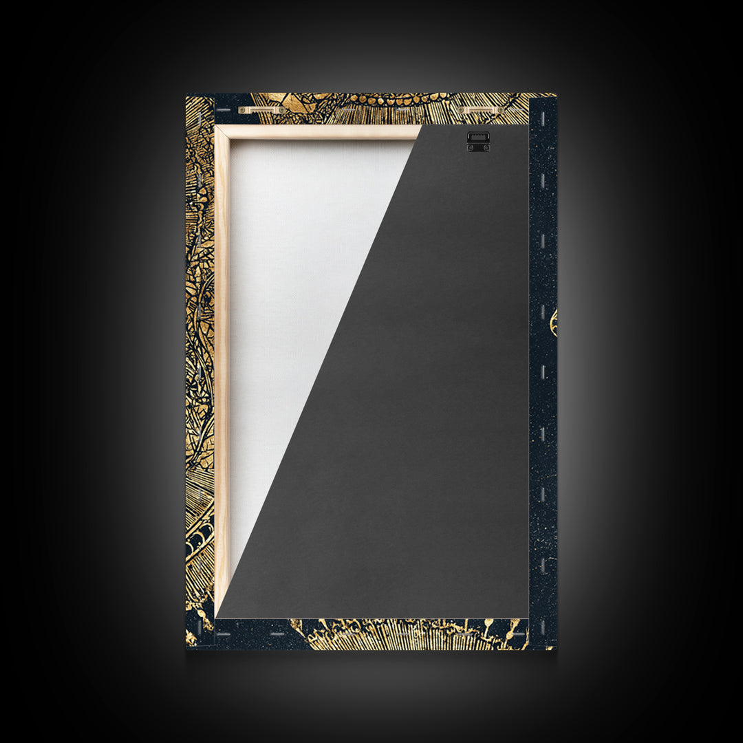 Gold Cracked African Queen Profile Wall Art, Black Woman Portrait, Afrocentric Decor, Luxury Canvas, Black And Gold Design