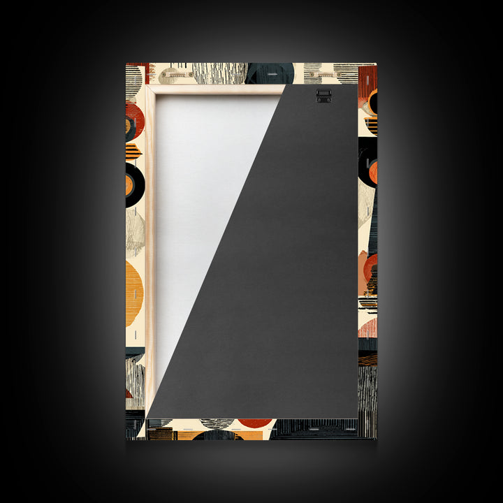Midcentury African Abstract Shapes Wall Art, Terracotta Black Geometric Canvas Decor, Modern Tribal Home Decor Gift For Office