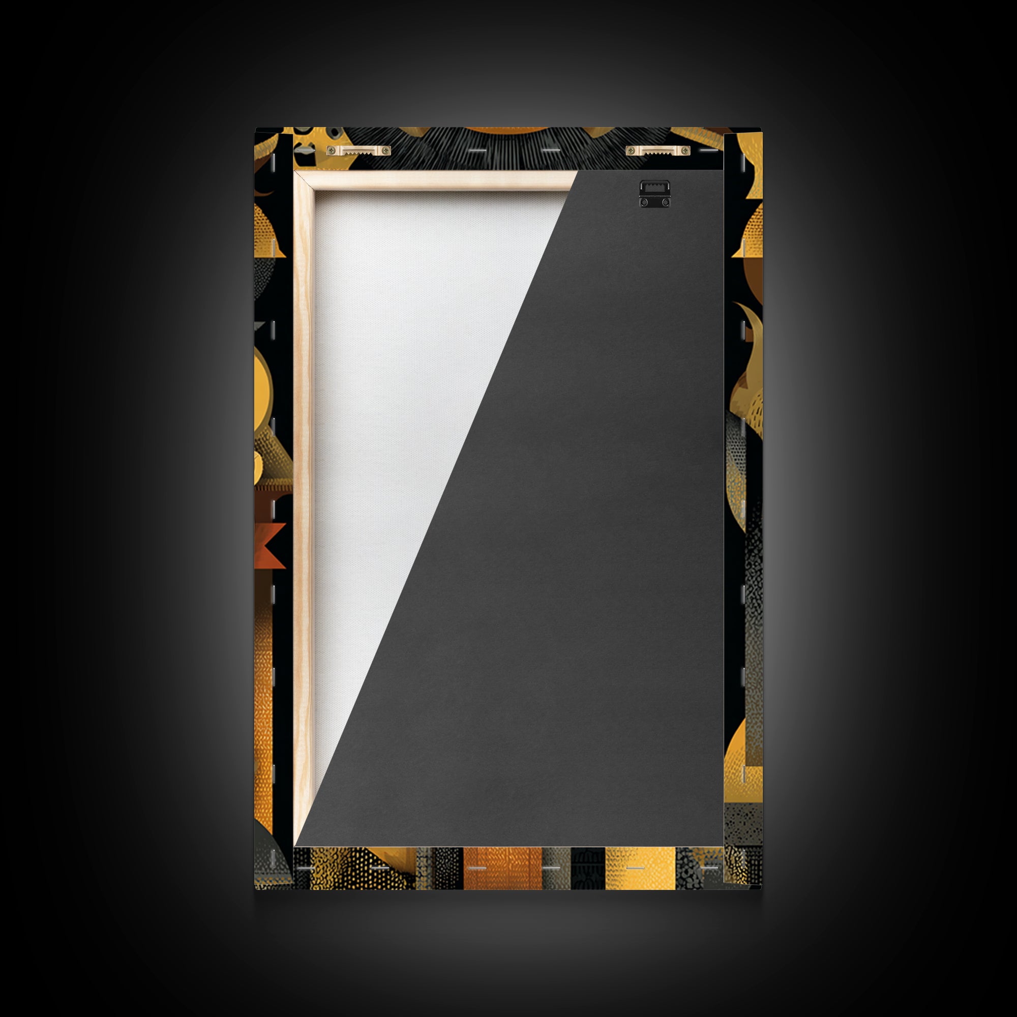 Black And Gold Lion Family Wall Art, Modern African Safari Art, Geometric Animal Portrait, Luxury Canvas Living Room Decor